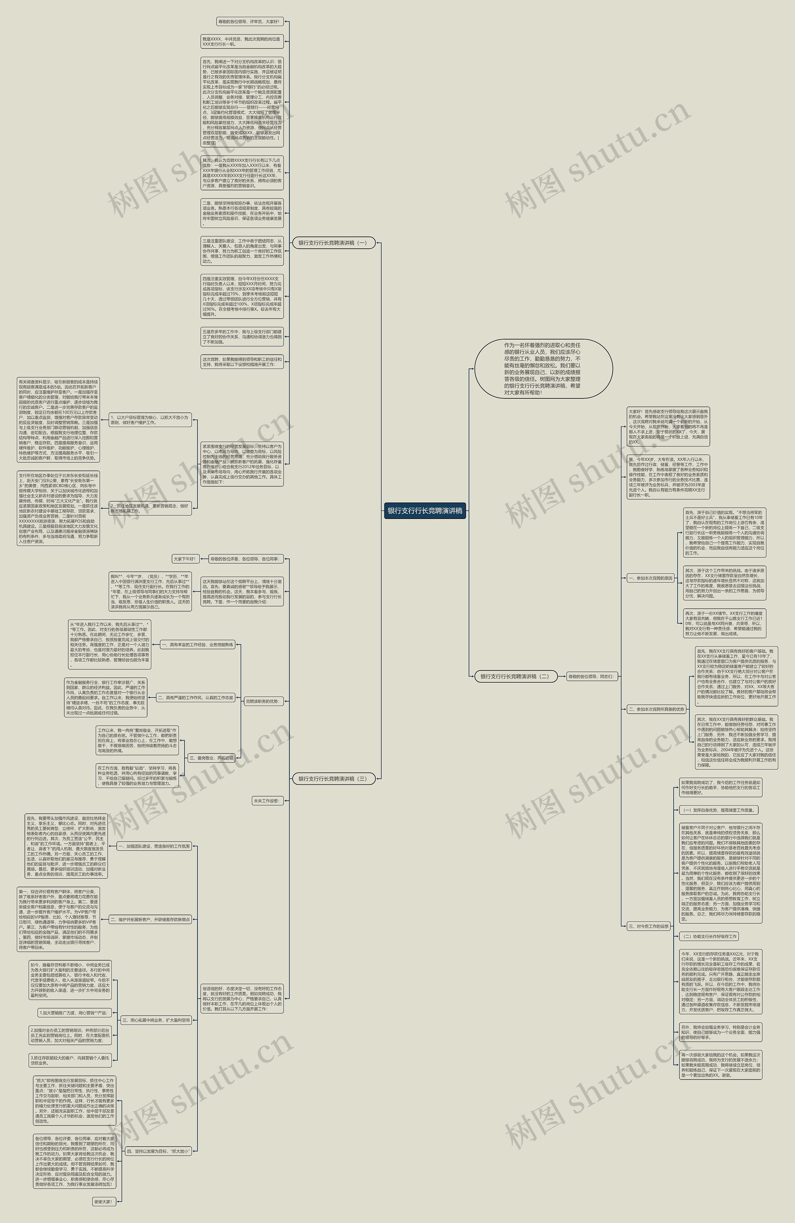 银行支行行长竞聘演讲稿思维导图