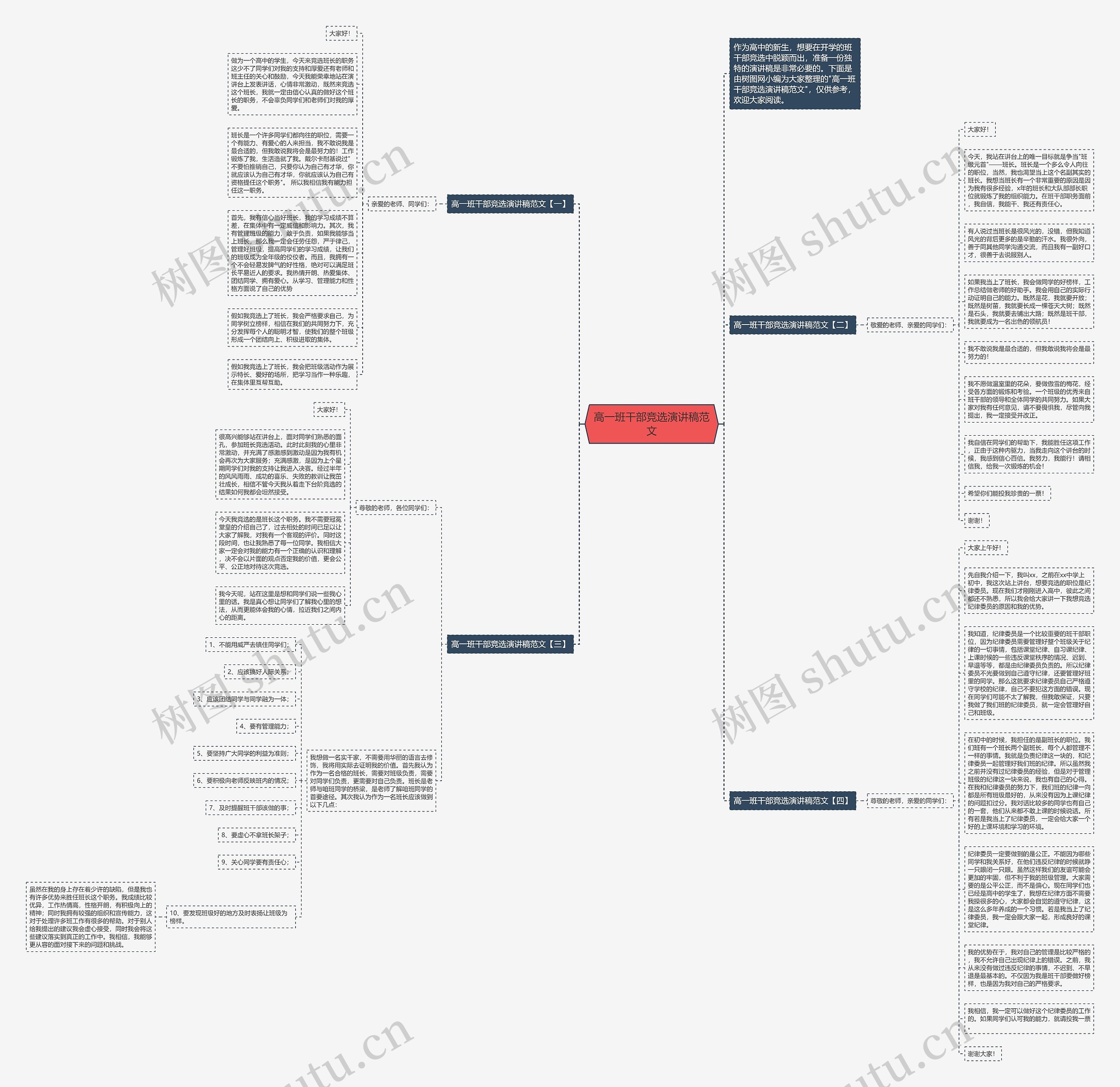 高一班干部竞选演讲稿范文思维导图