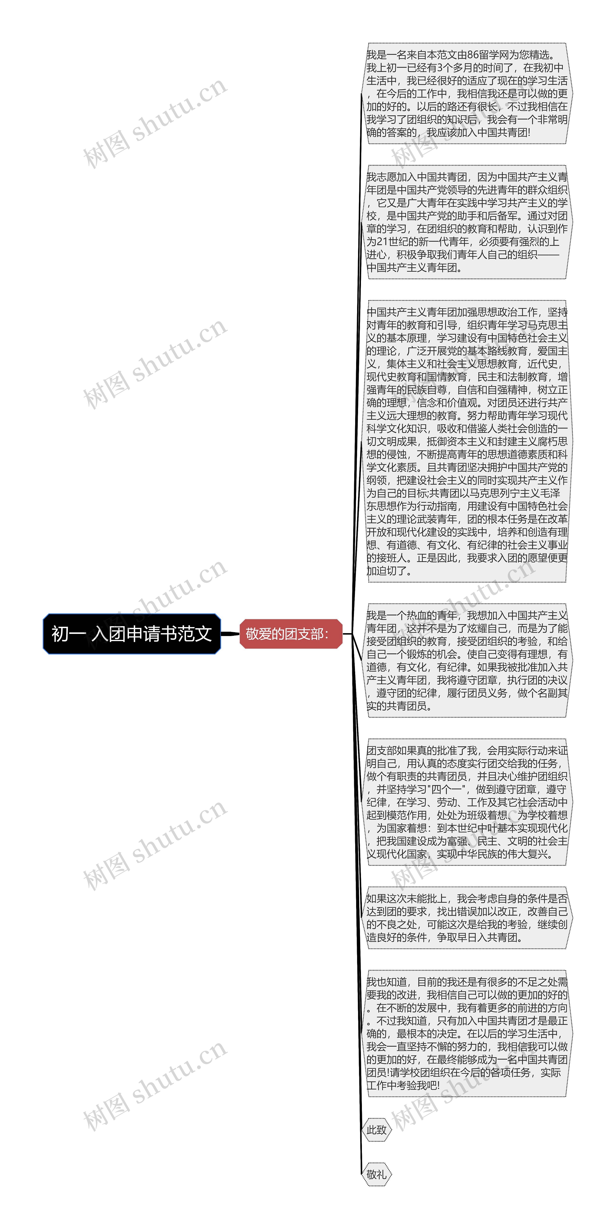 初一 入团申请书范文思维导图