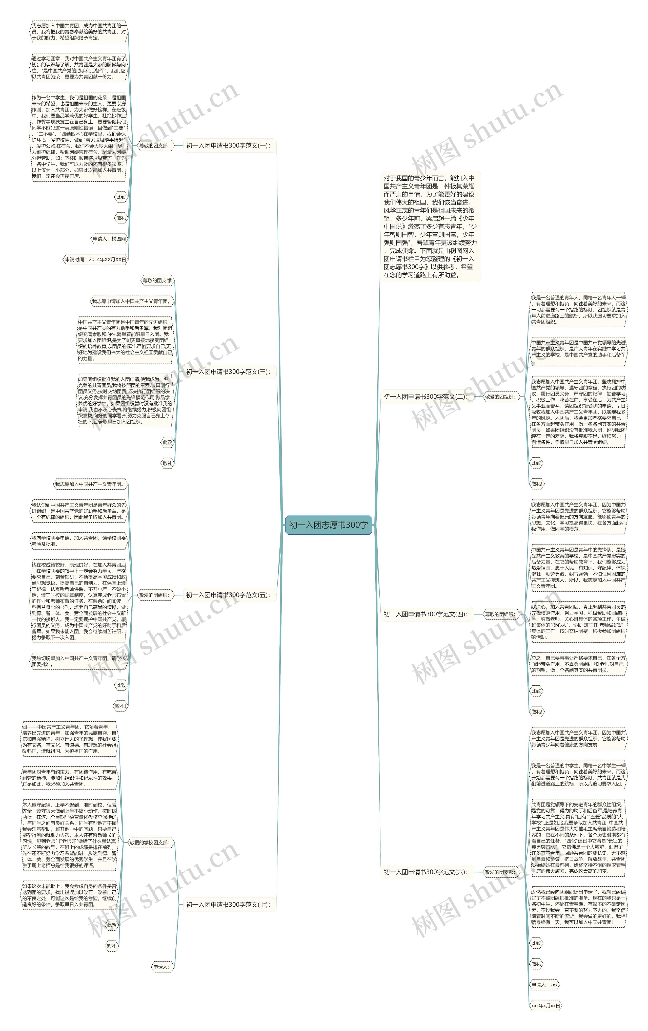 初一入团志愿书300字思维导图