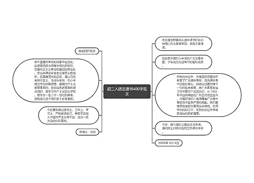 初二入团志愿书400字范文