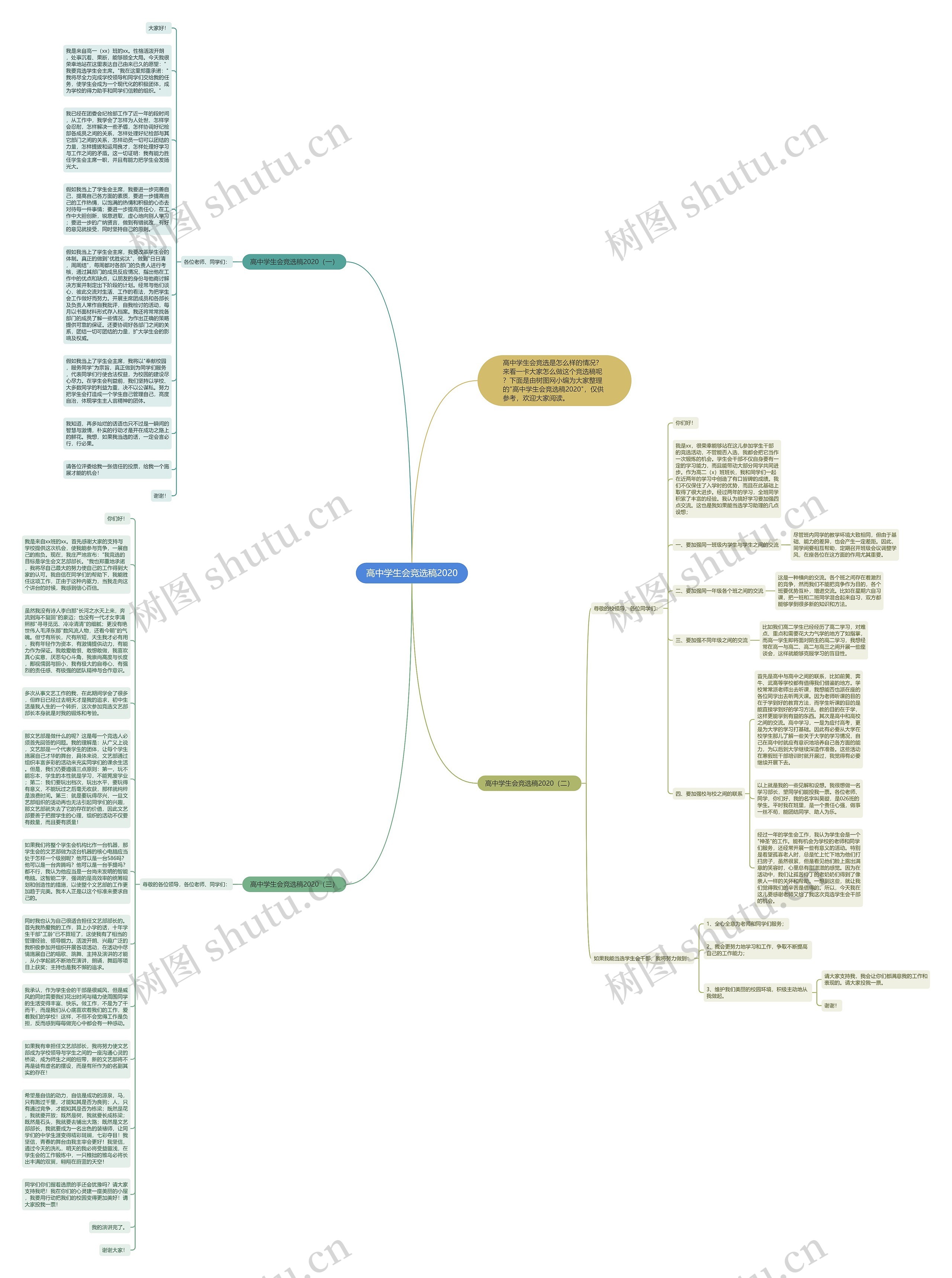 高中学生会竞选稿2020思维导图