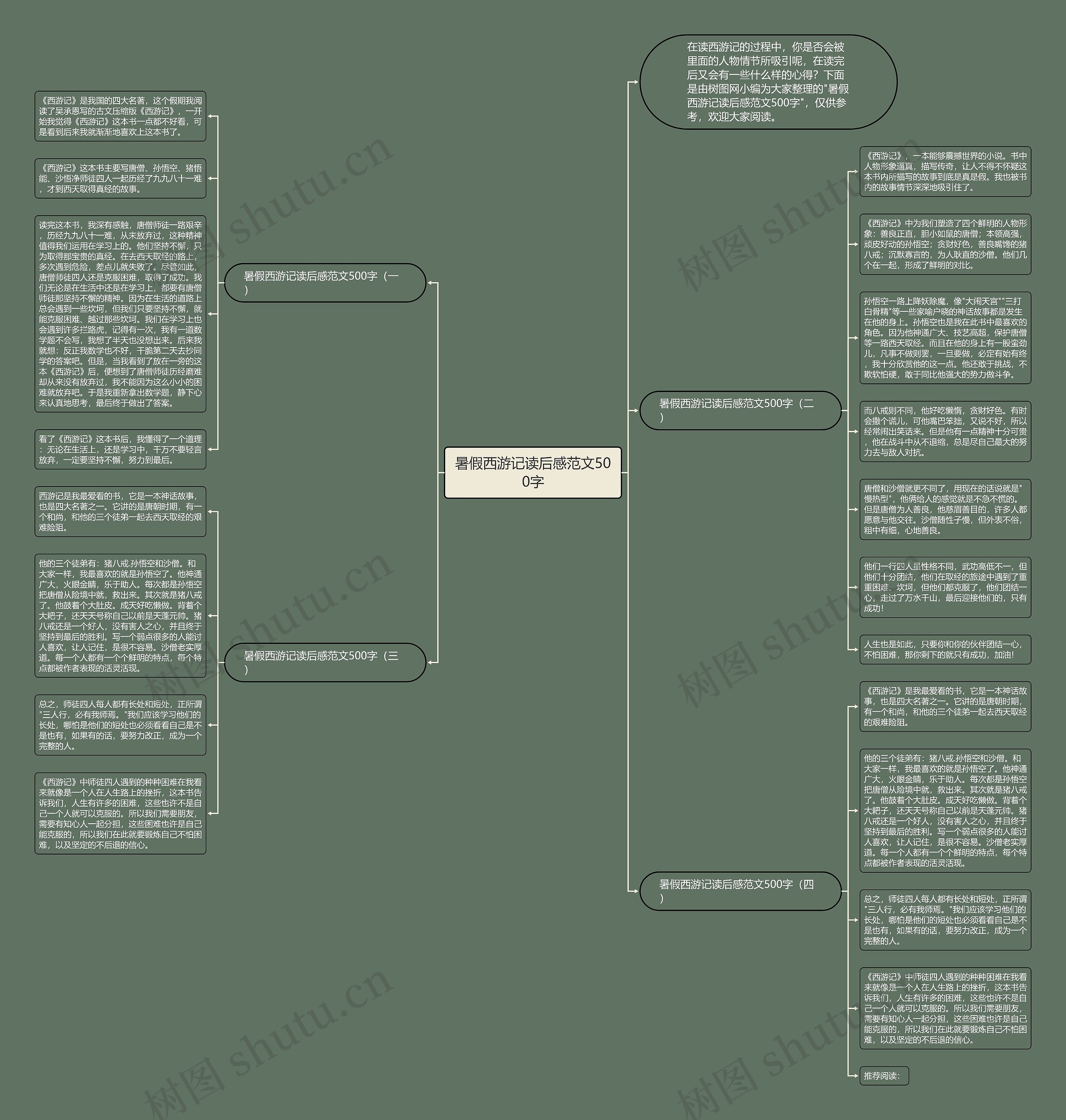 暑假西游记读后感范文500字思维导图