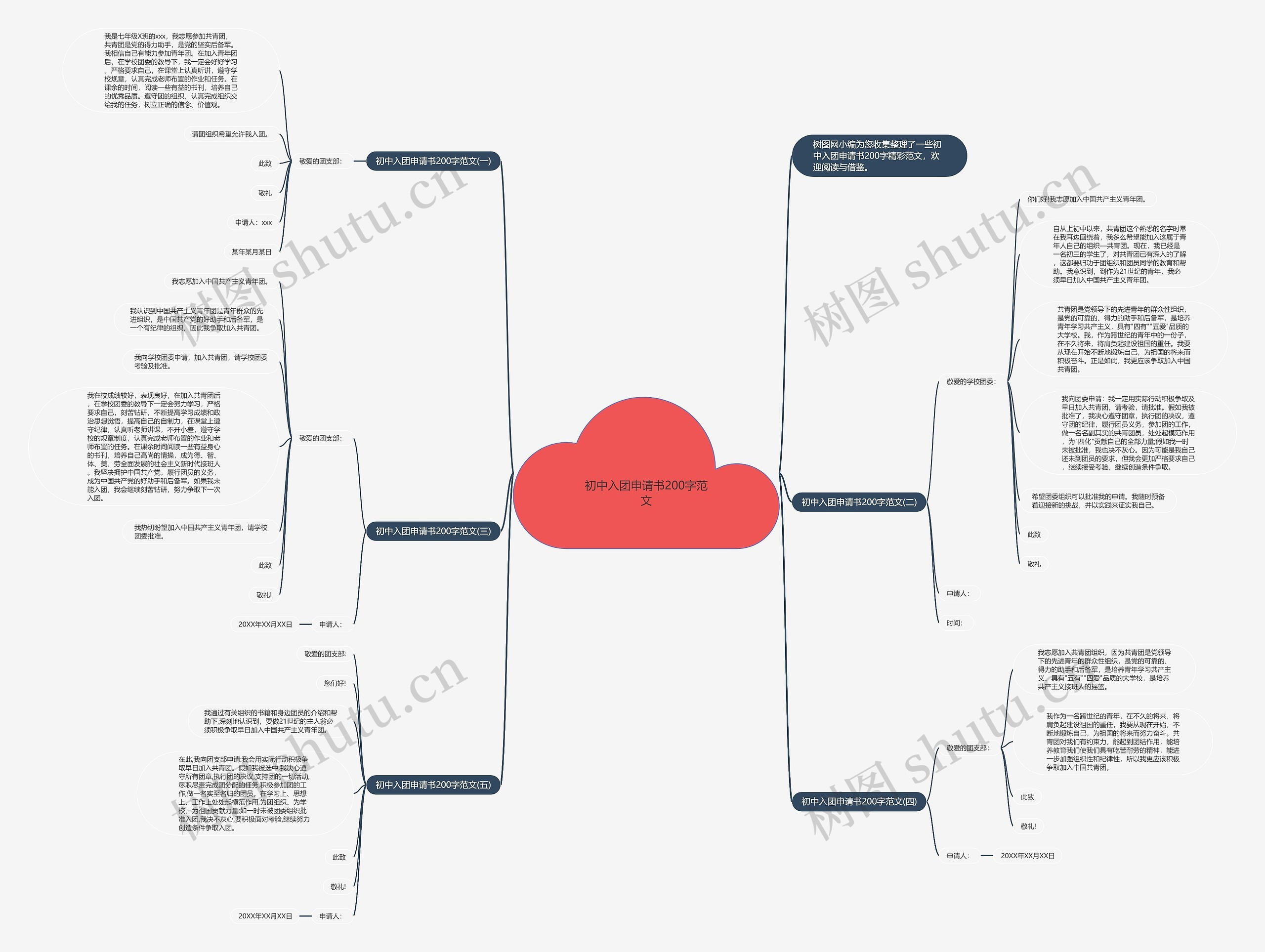 初中入团申请书200字范文思维导图