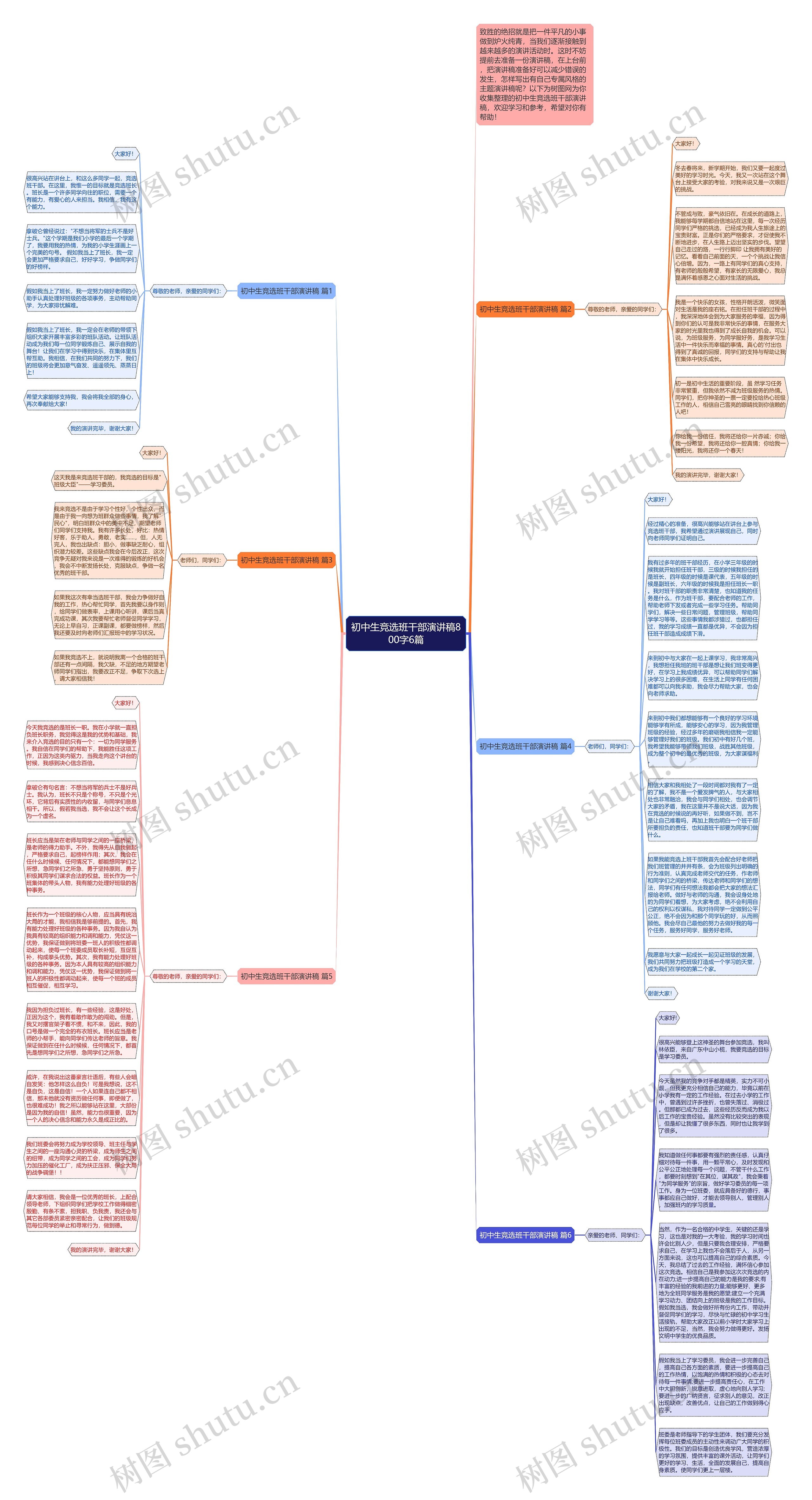 初中生竞选班干部演讲稿800字6篇思维导图