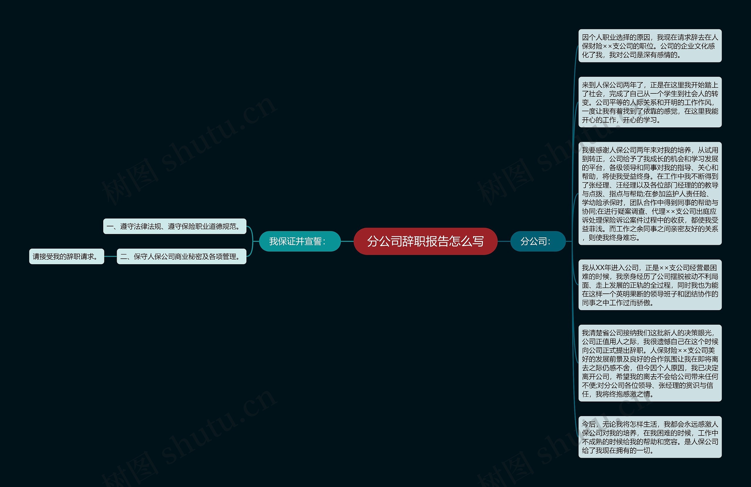 分公司辞职报告怎么写思维导图