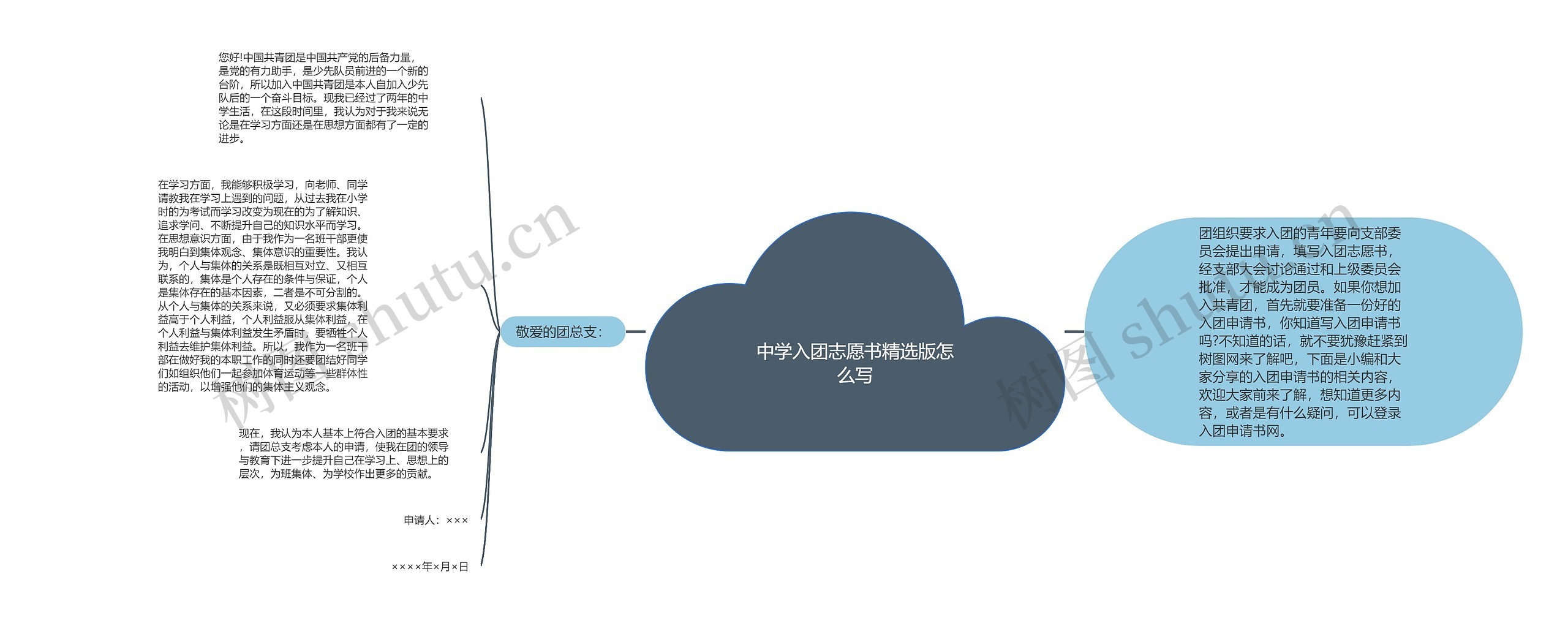 中学入团志愿书精选版怎么写思维导图