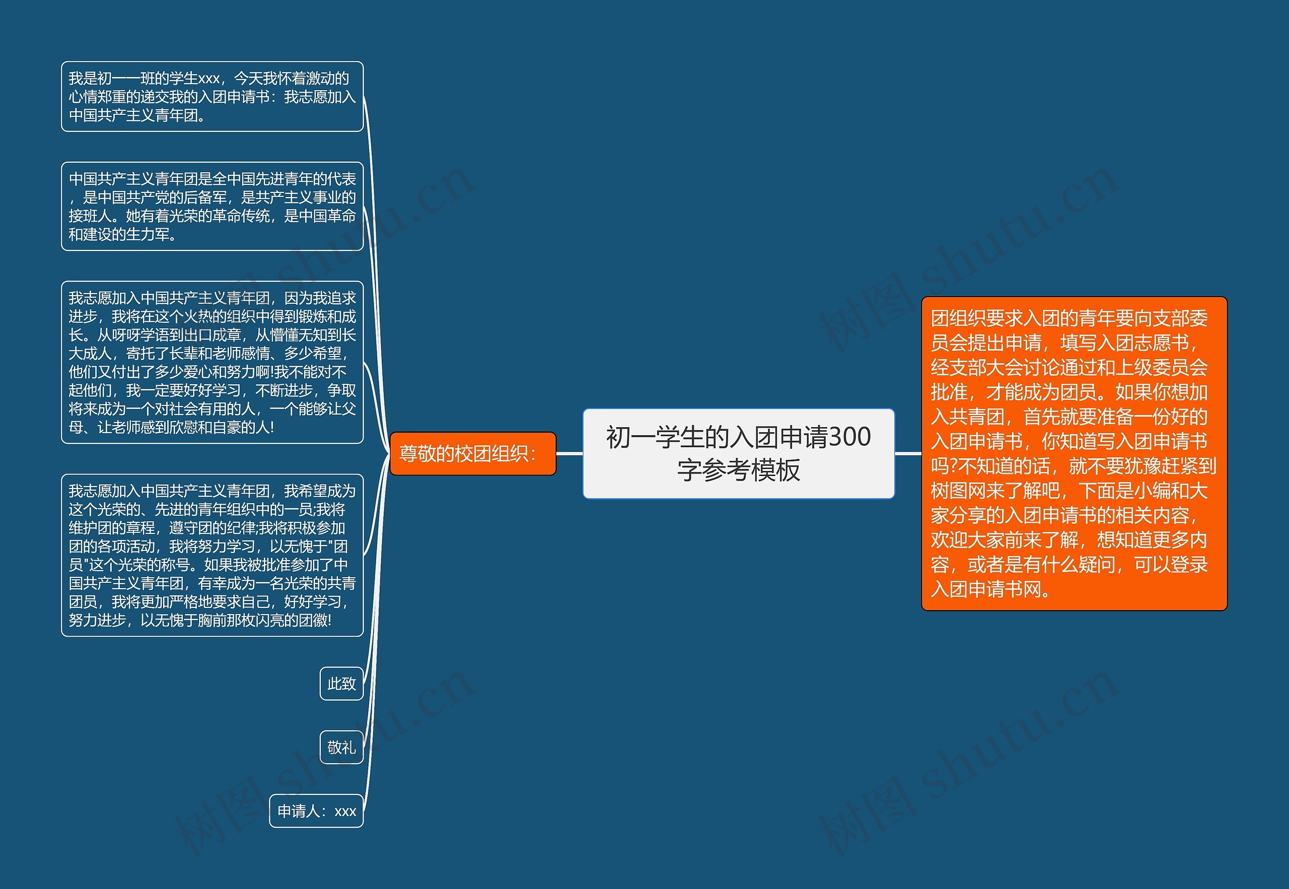 初一学生的入团申请300字参考思维导图