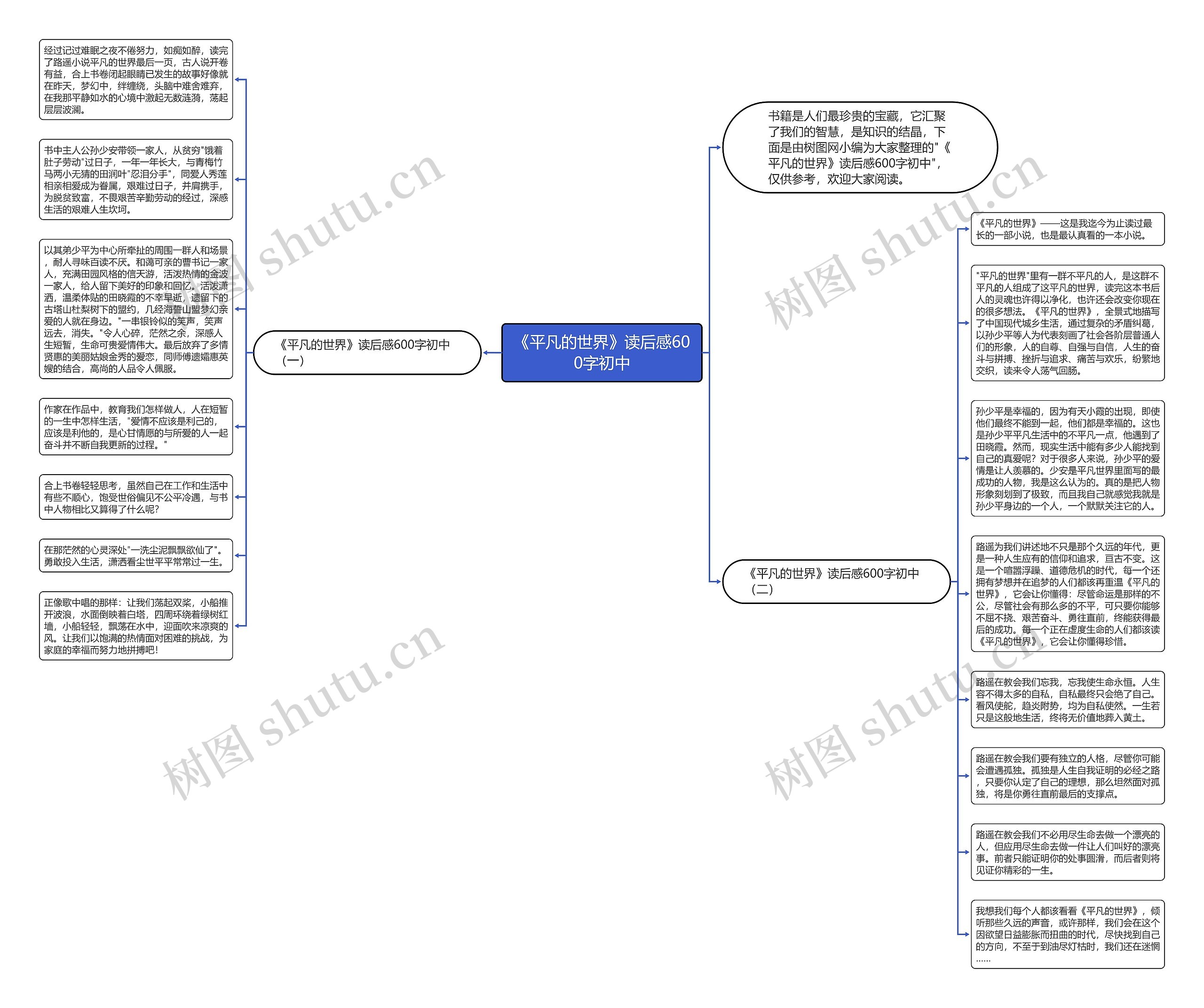 《平凡的世界》读后感600字初中思维导图