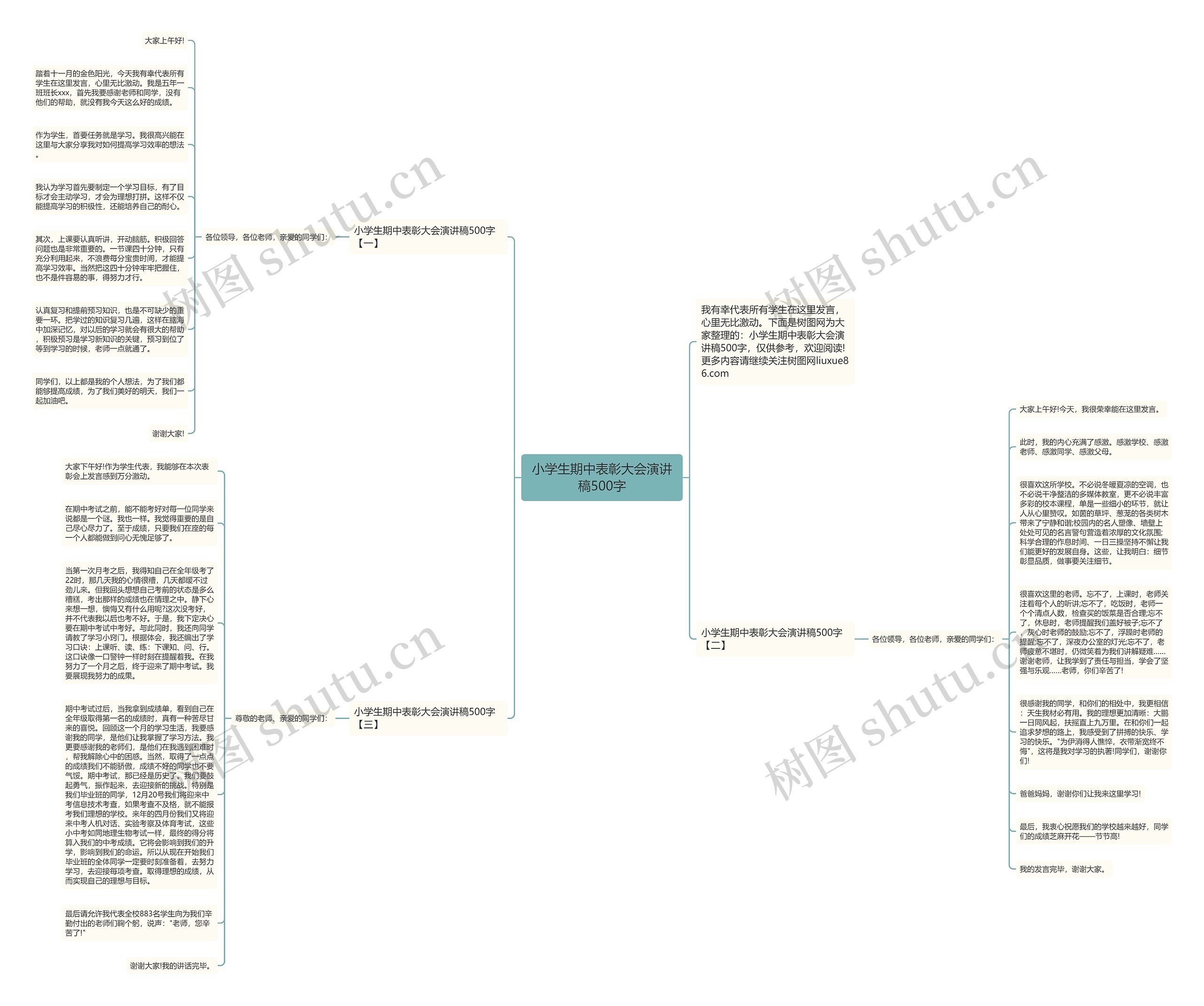 小学生期中表彰大会演讲稿500字思维导图