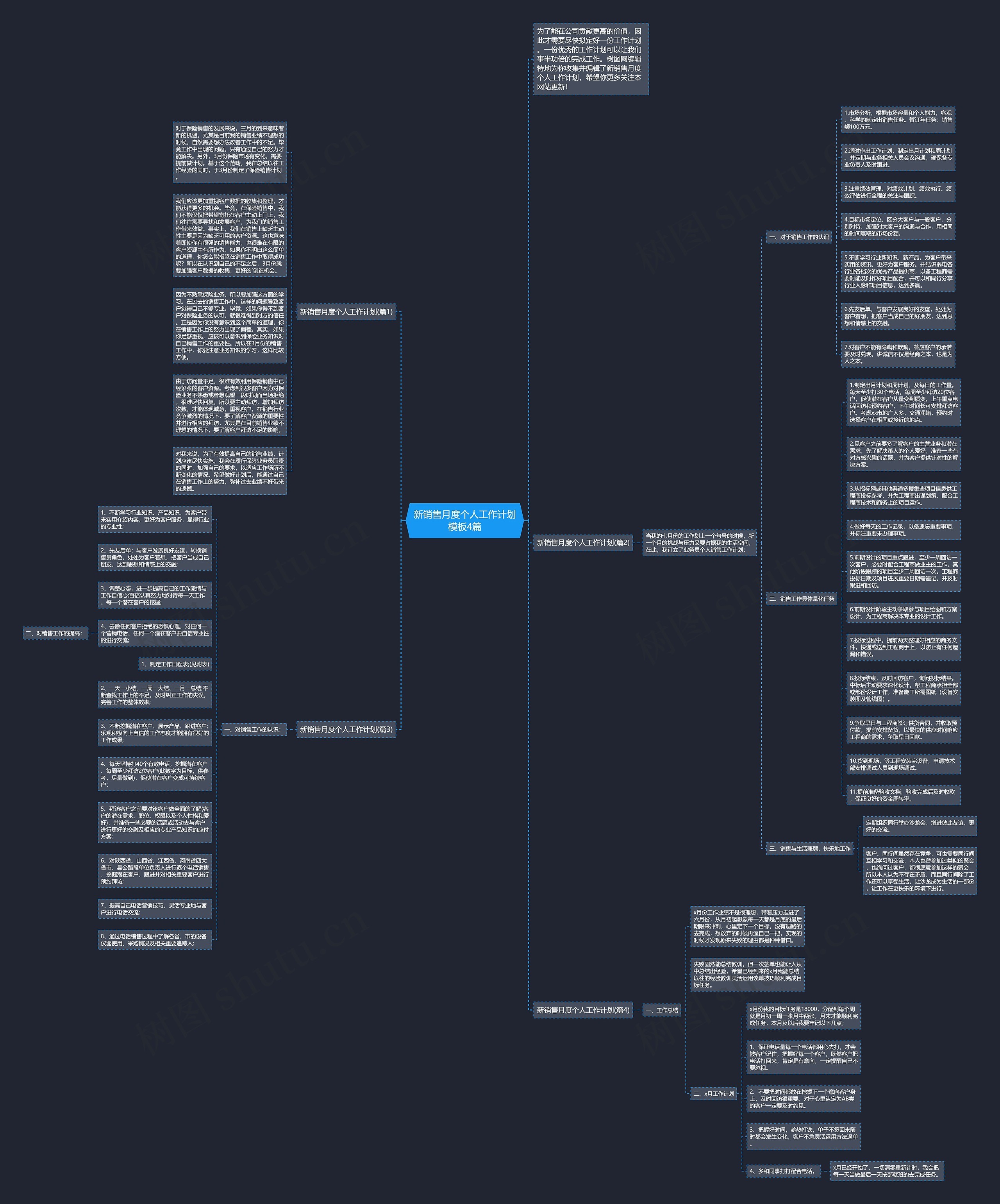 新销售月度个人工作计划模板4篇