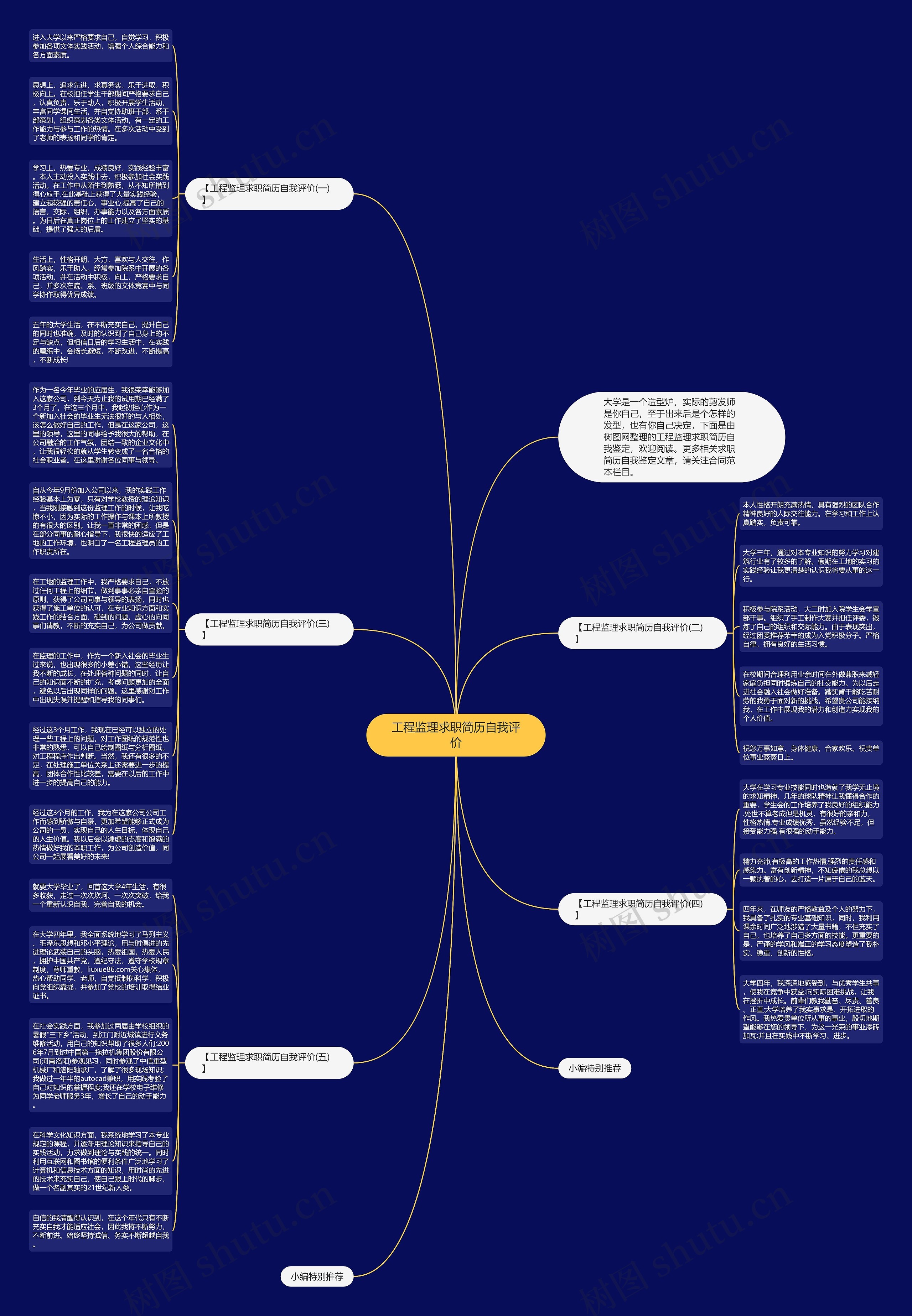 工程监理求职简历自我评价思维导图