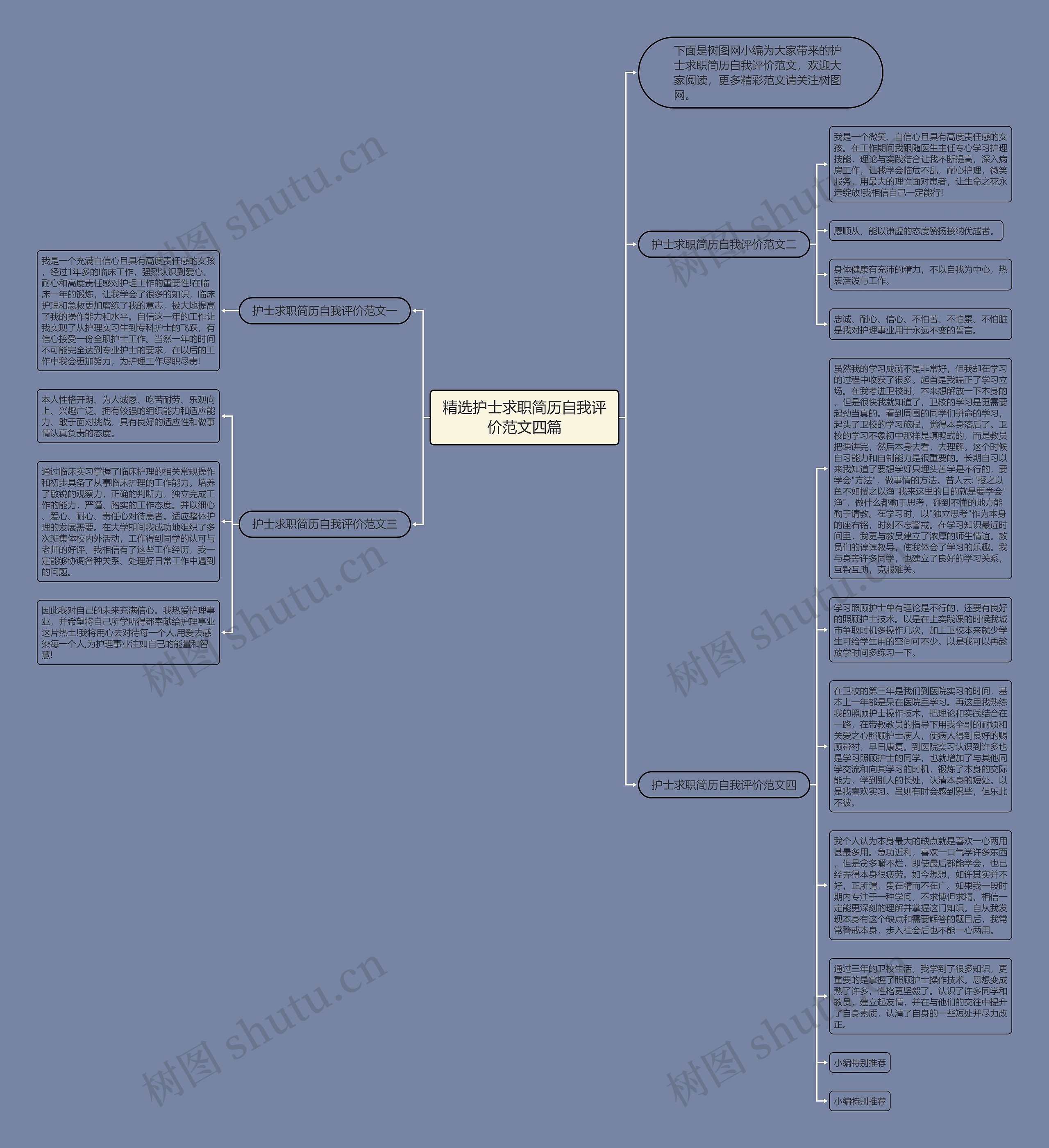 精选护士求职简历自我评价范文四篇思维导图