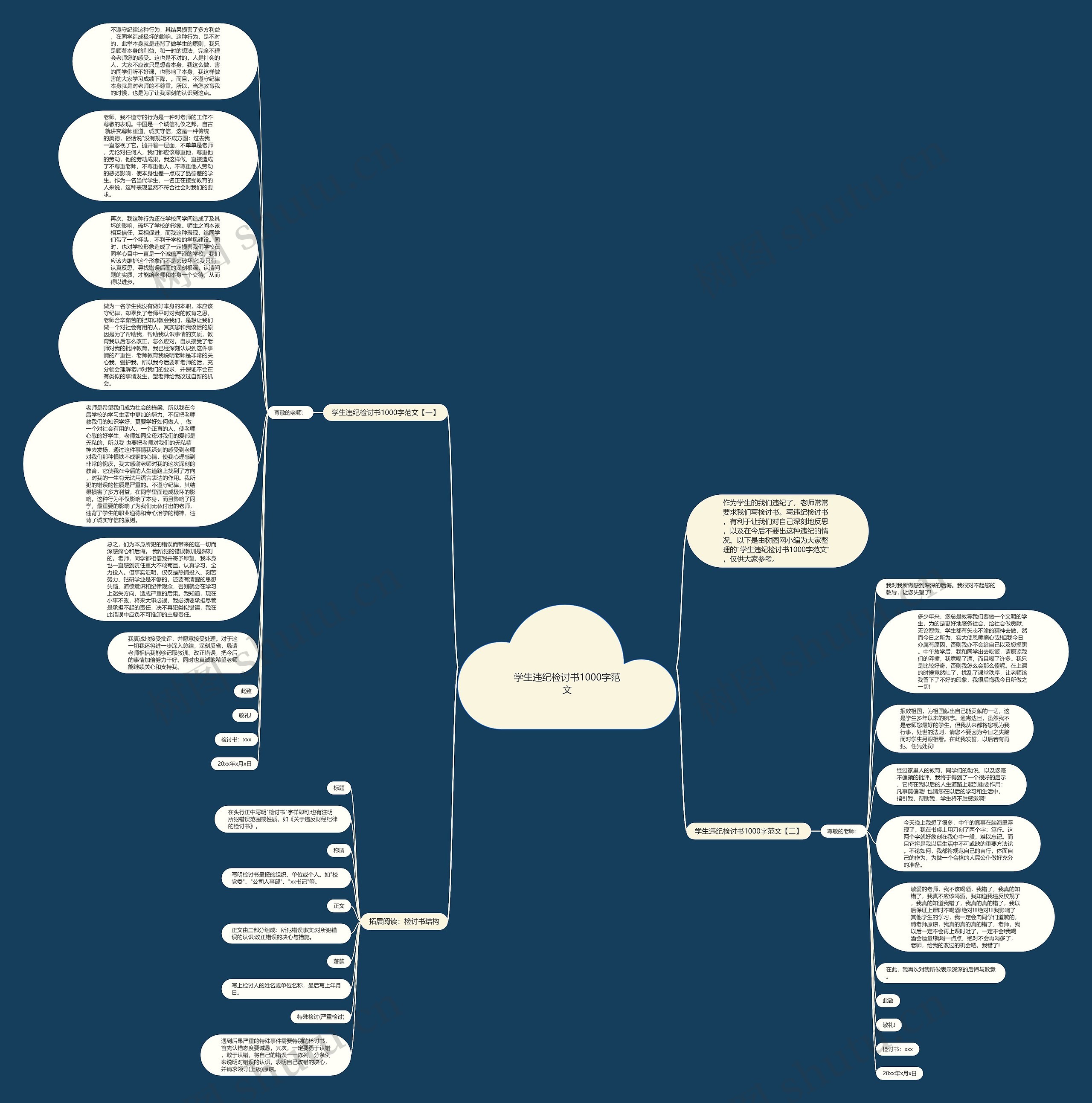 学生违纪检讨书1000字范文思维导图