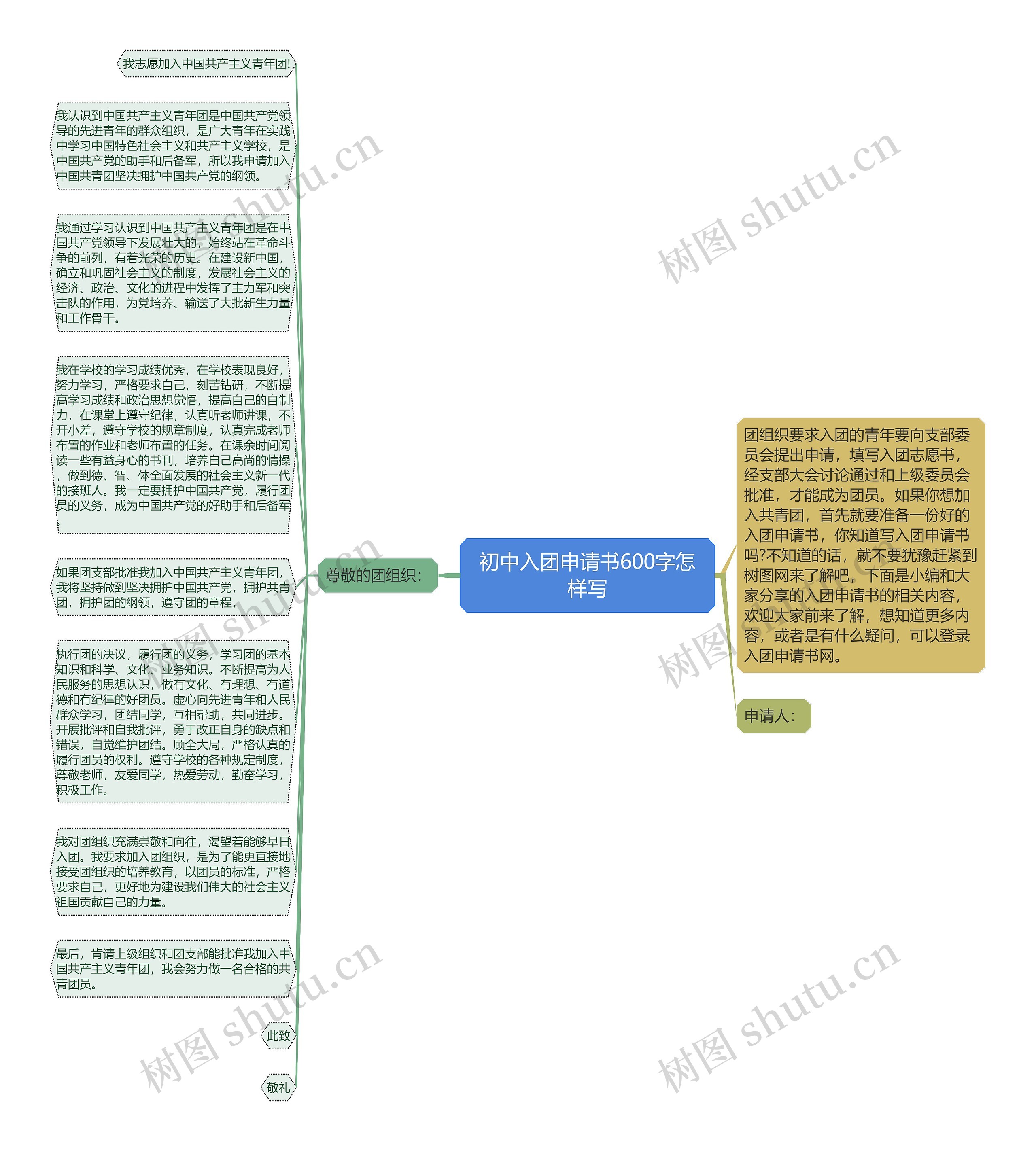 初中入团申请书600字怎样写思维导图