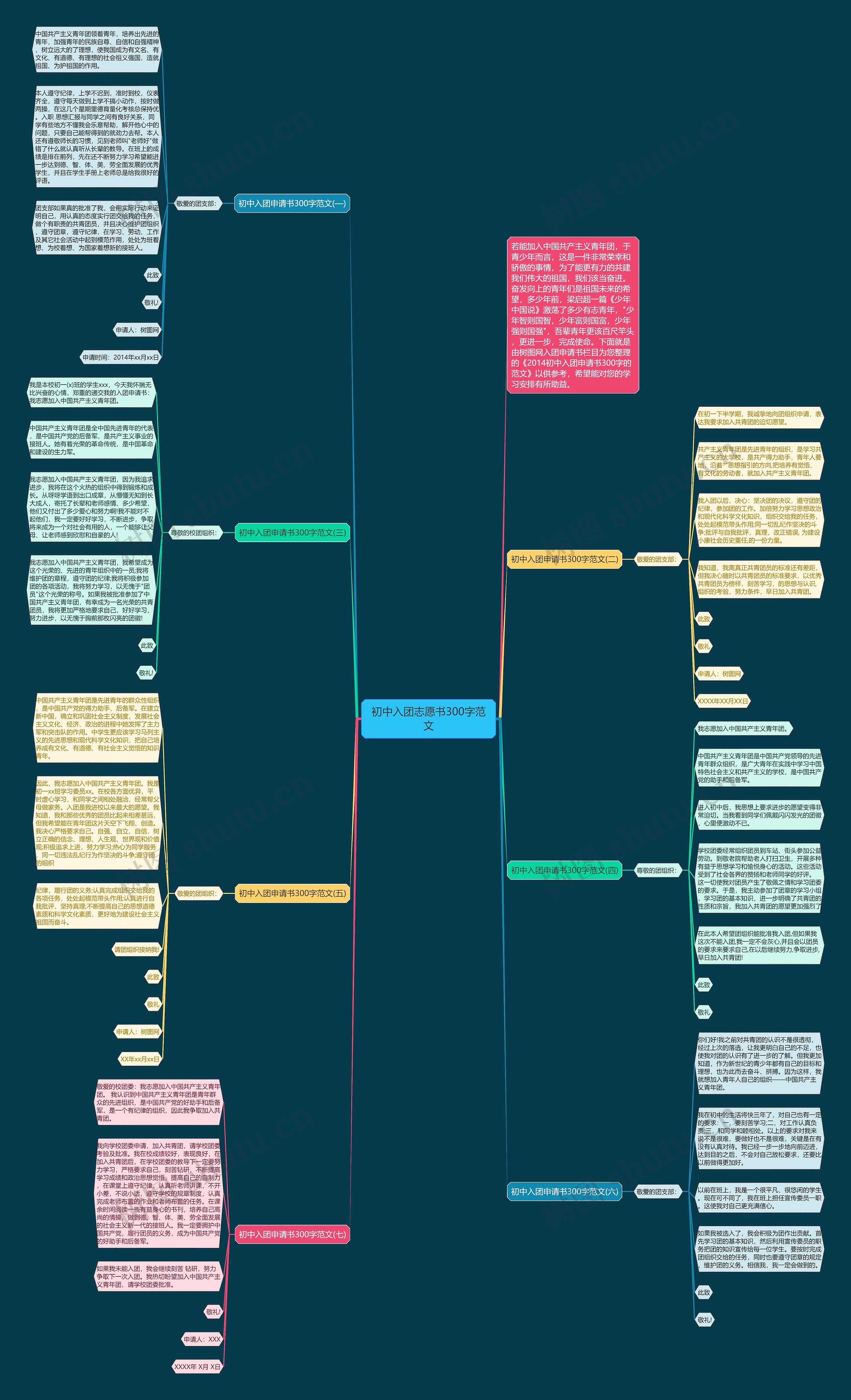 初中入团志愿书300字范文思维导图