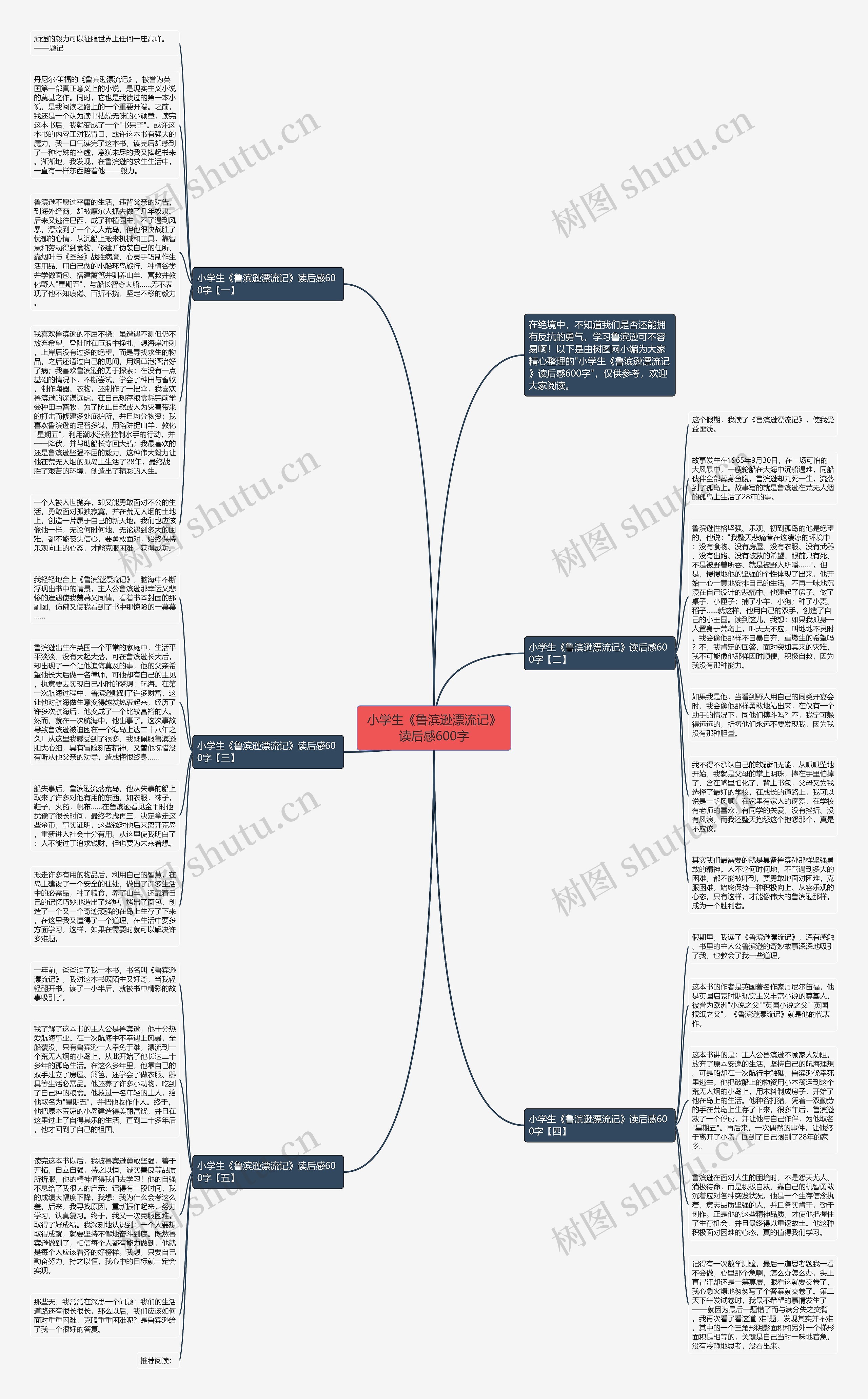 小学生《鲁滨逊漂流记》读后感600字思维导图