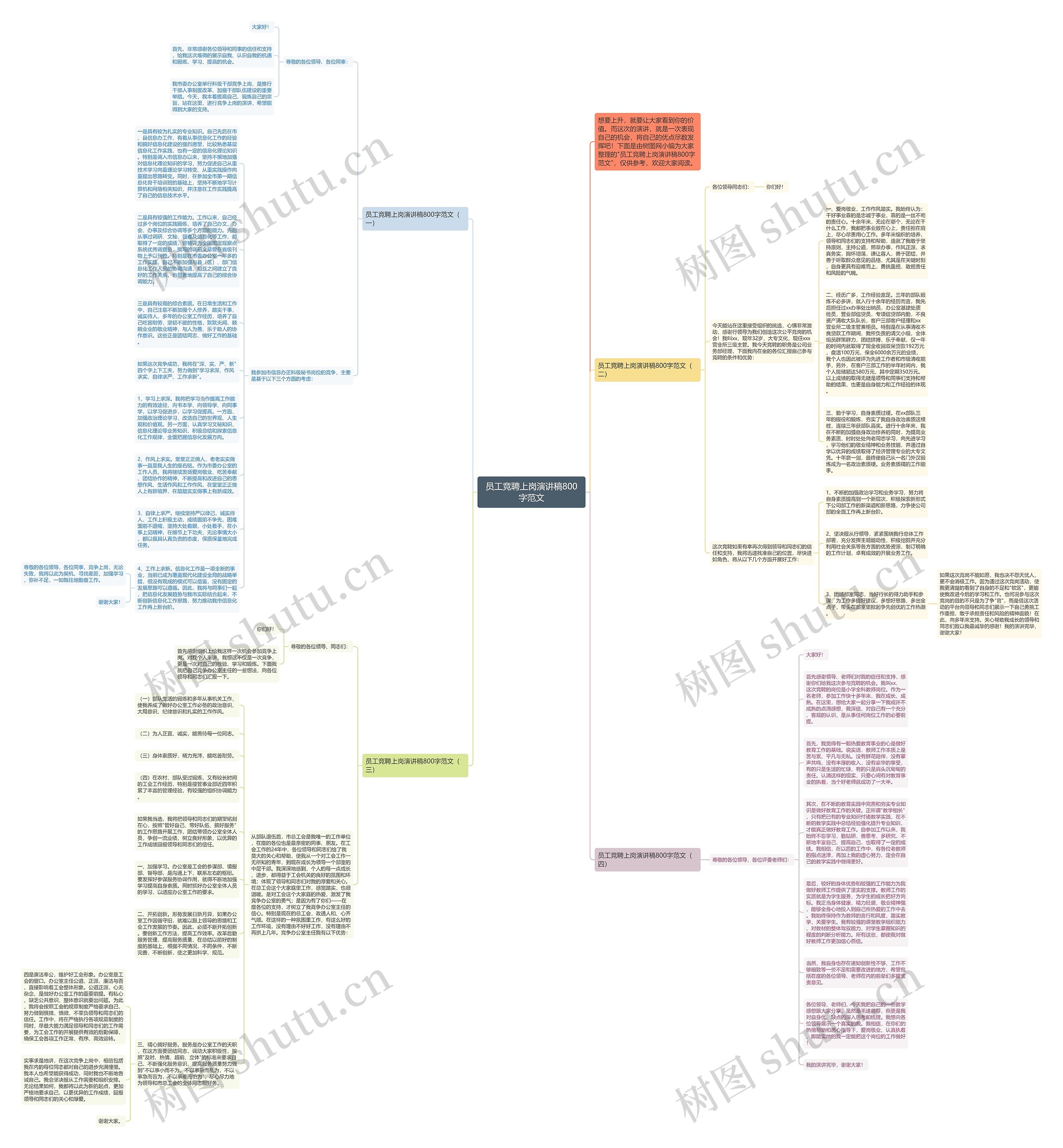 员工竞聘上岗演讲稿800字范文思维导图