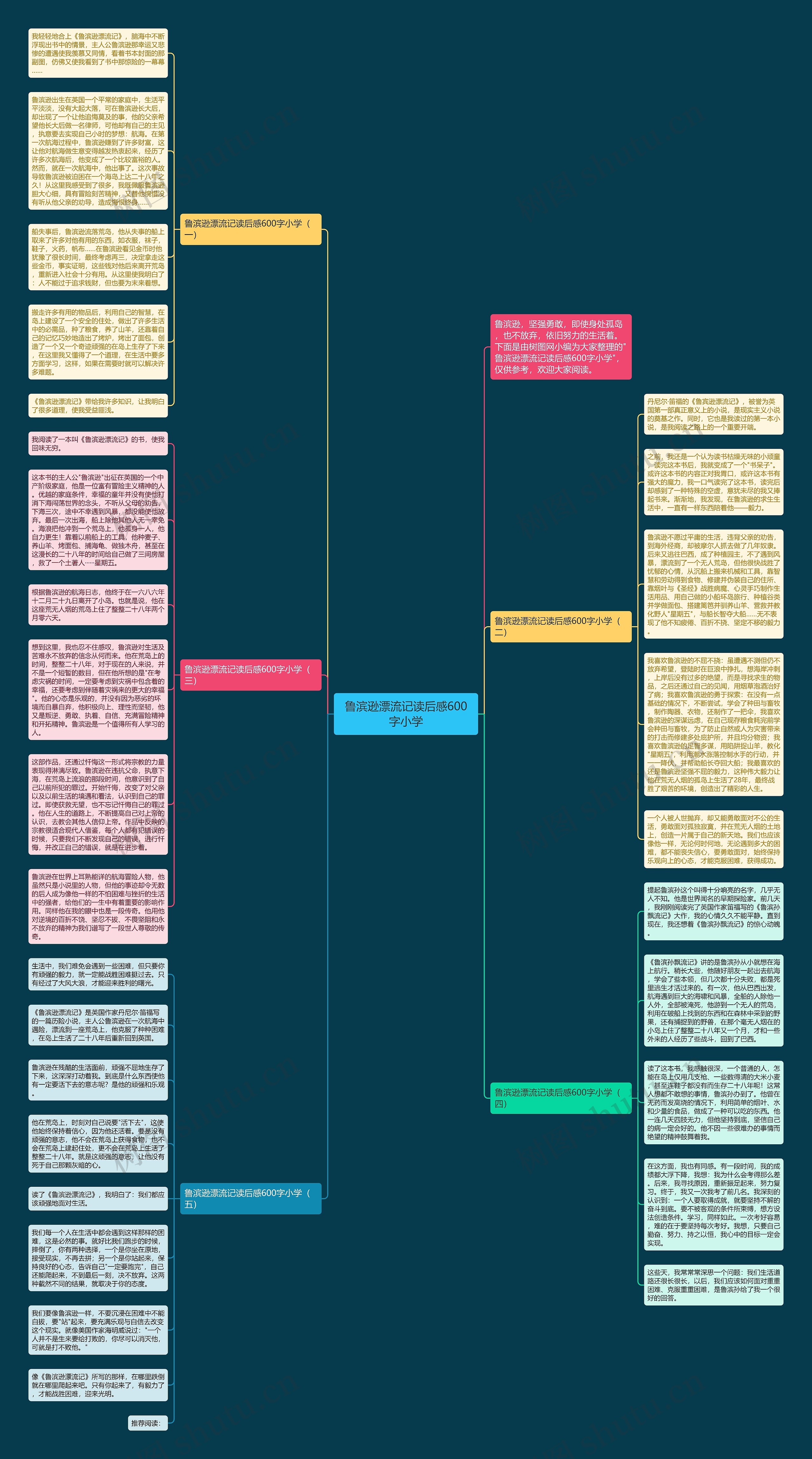 鲁滨逊漂流记读后感600字小学思维导图
