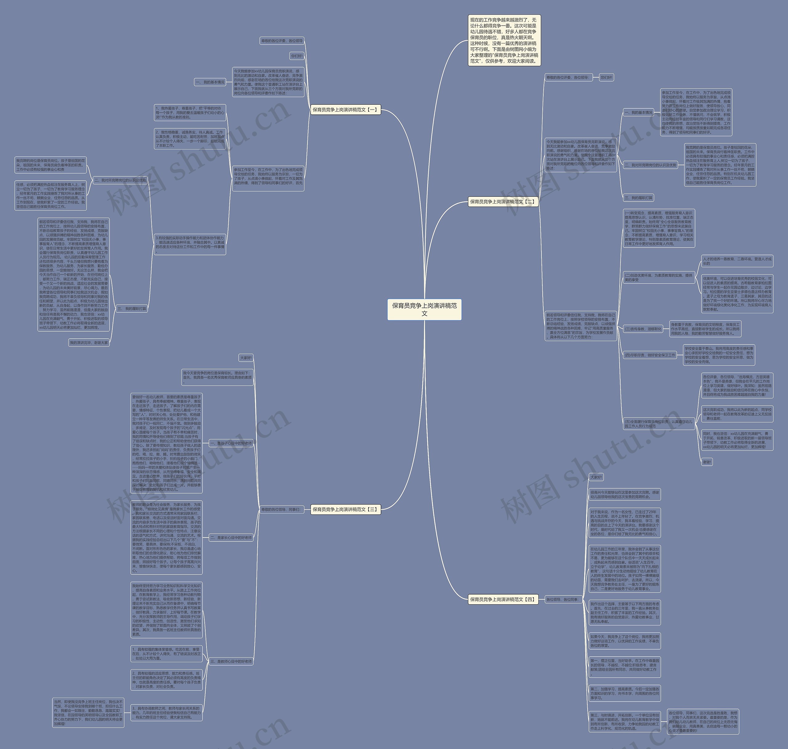 保育员竞争上岗演讲稿范文思维导图
