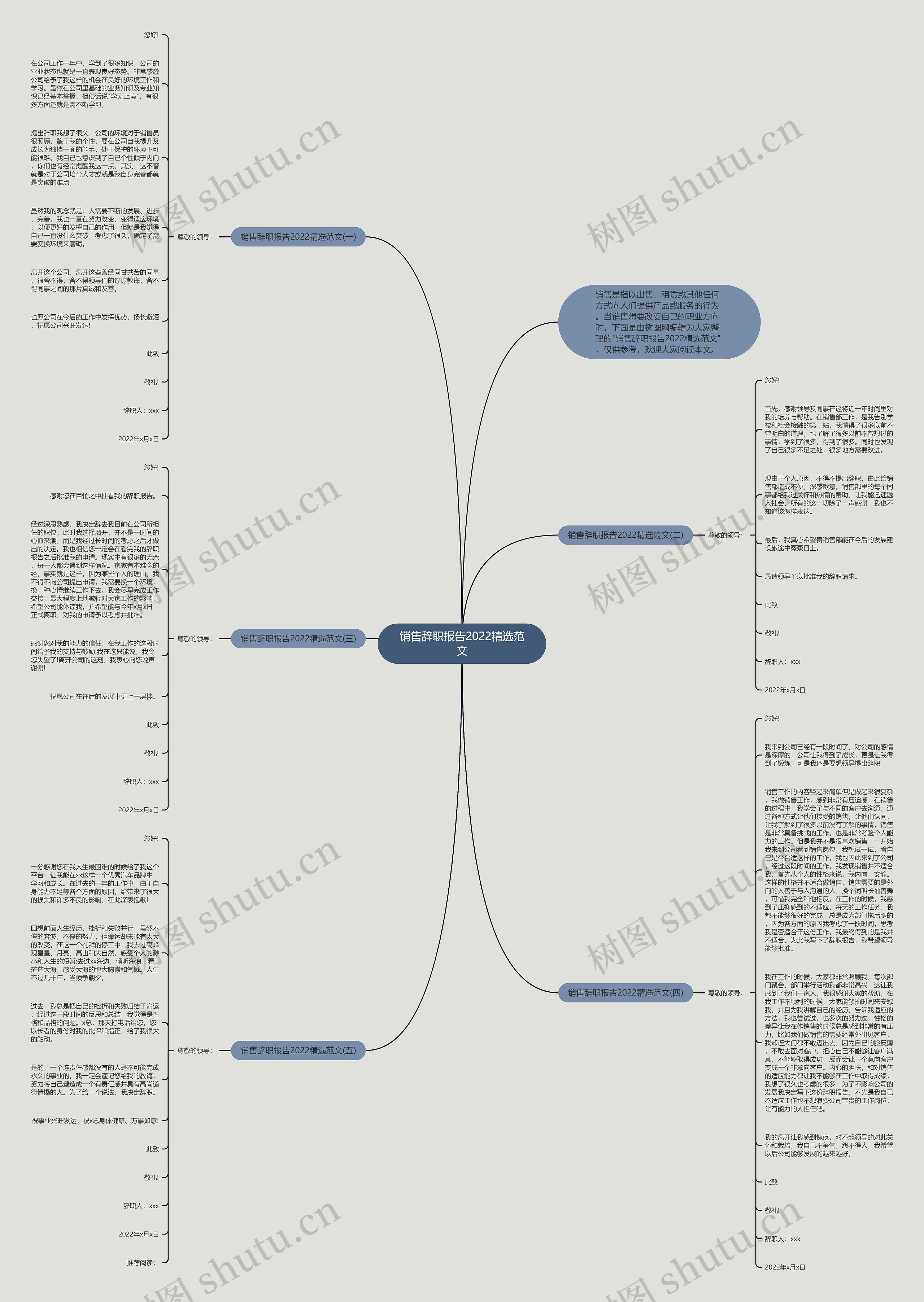 销售辞职报告2022精选范文思维导图