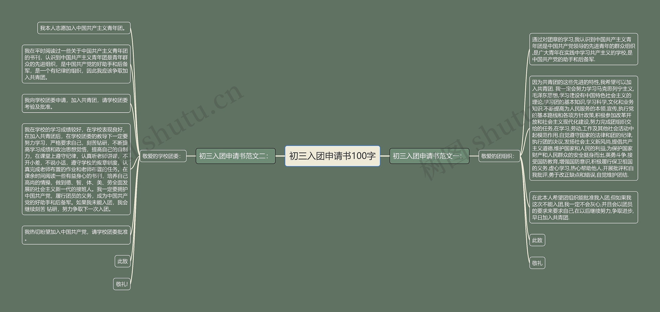 初三入团申请书100字思维导图