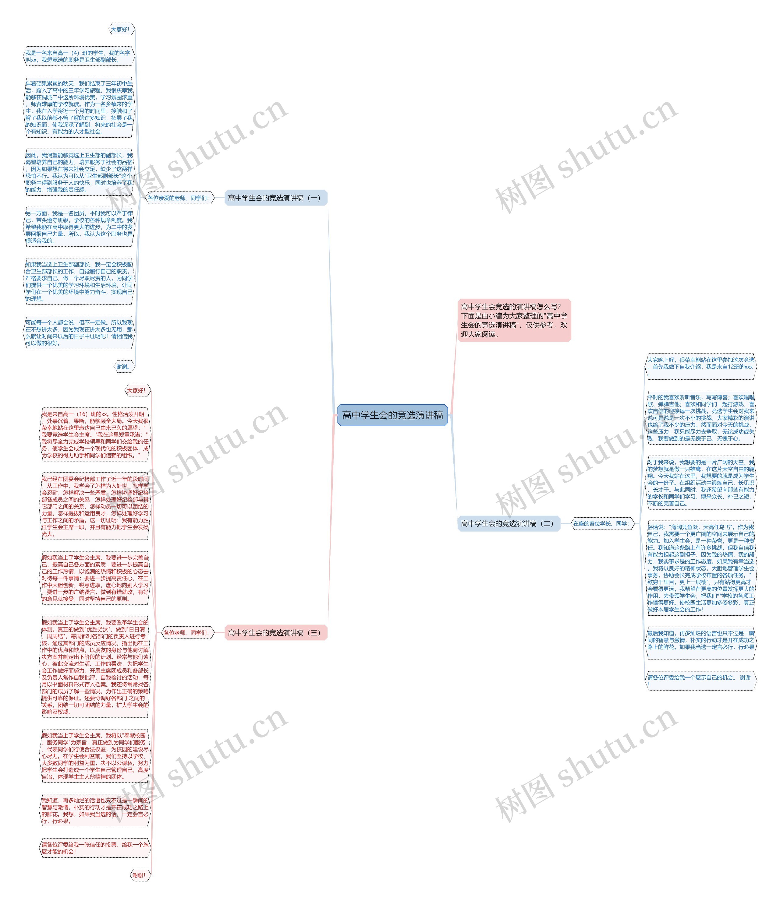 高中学生会的竞选演讲稿思维导图