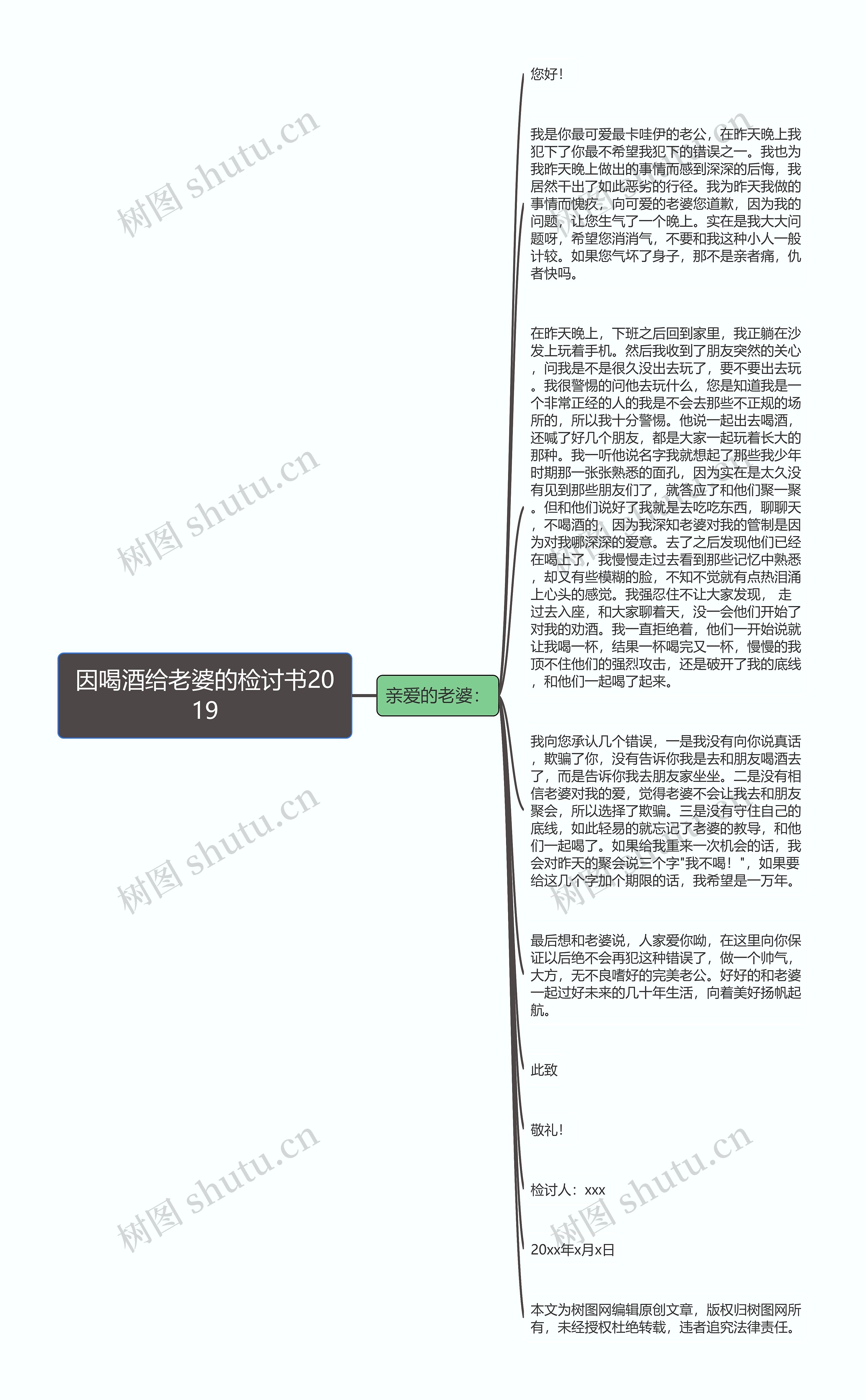 因喝酒给老婆的检讨书2019思维导图