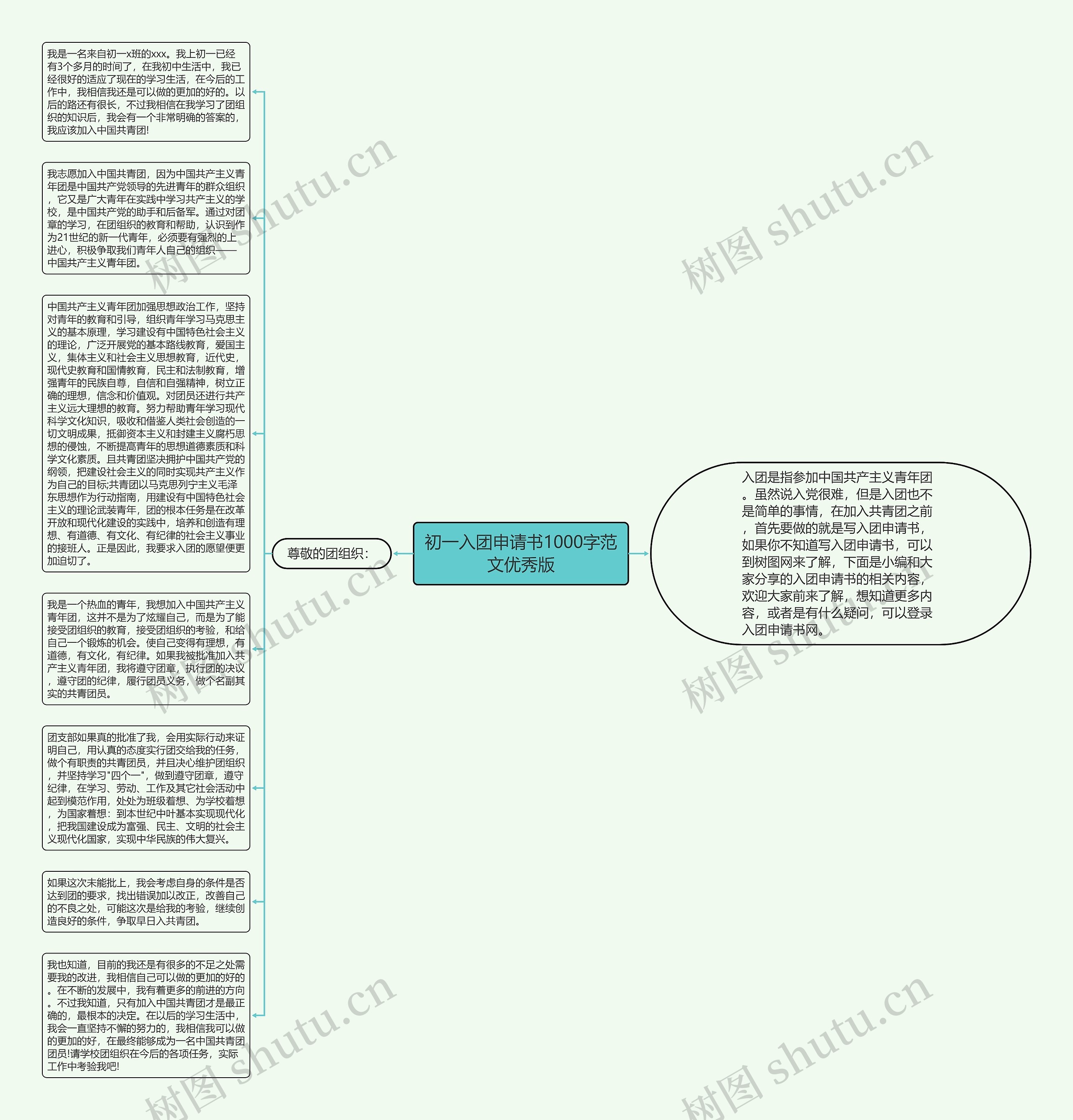 初一入团申请书1000字范文优秀版思维导图