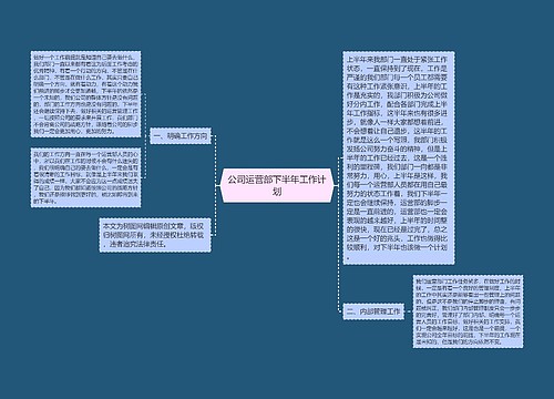 公司运营部下半年工作计划