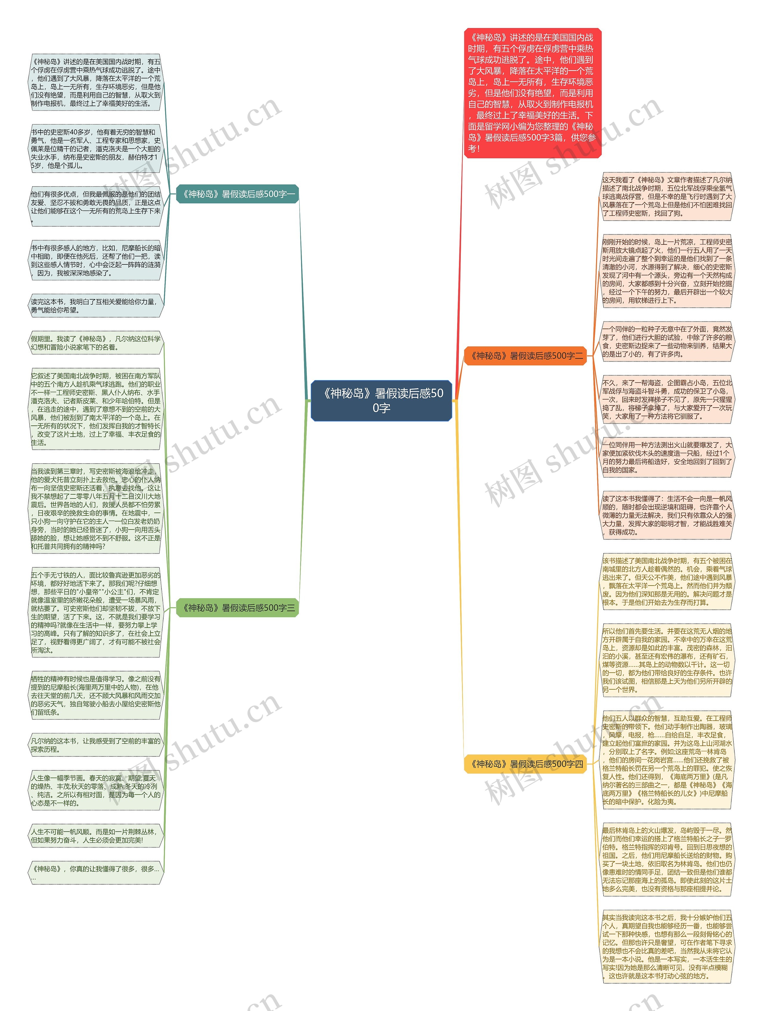 《神秘岛》暑假读后感500字思维导图
