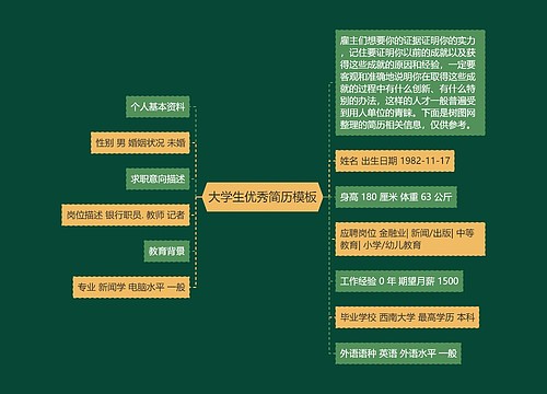 大学生优秀简历模板