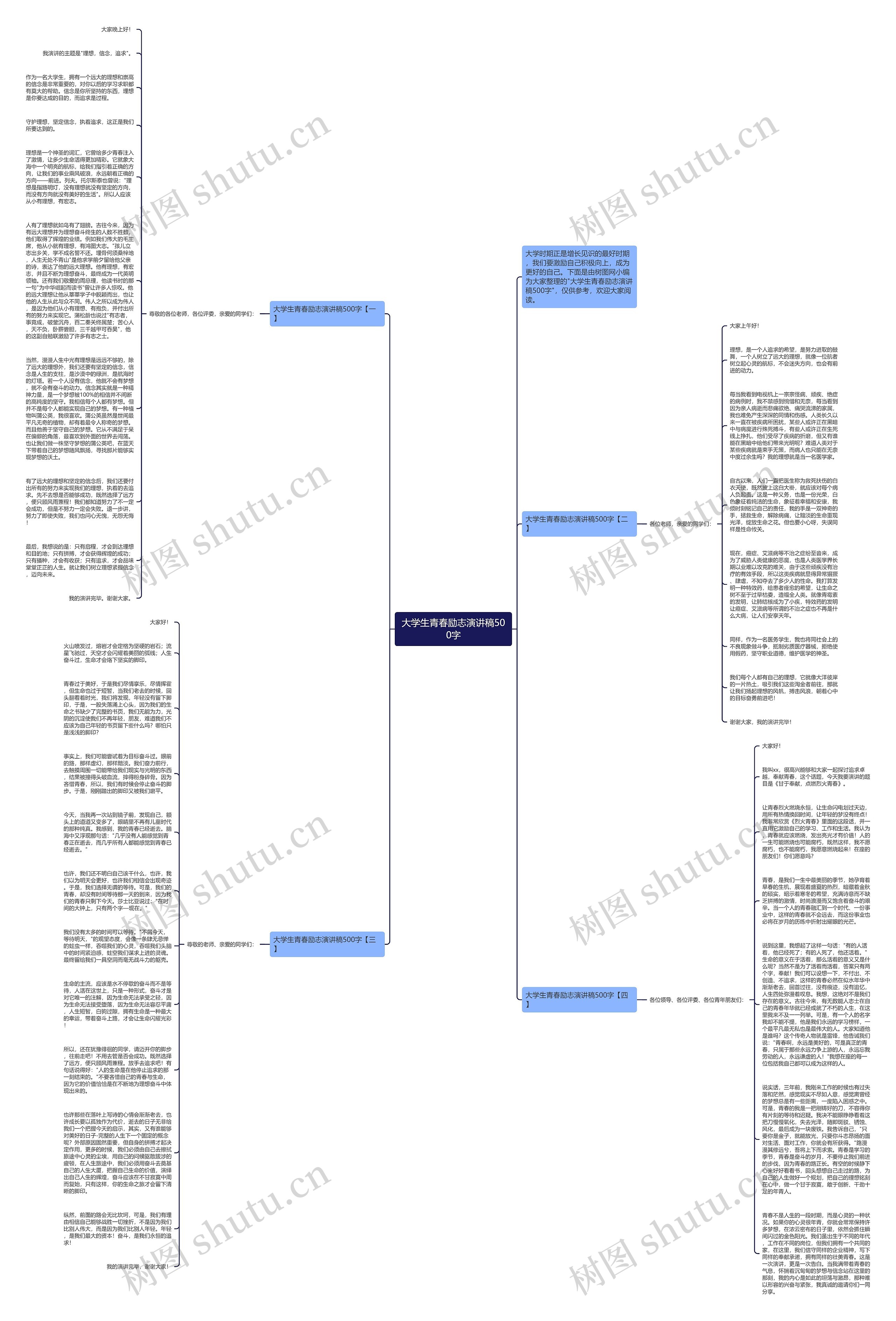 大学生青春励志演讲稿500字思维导图