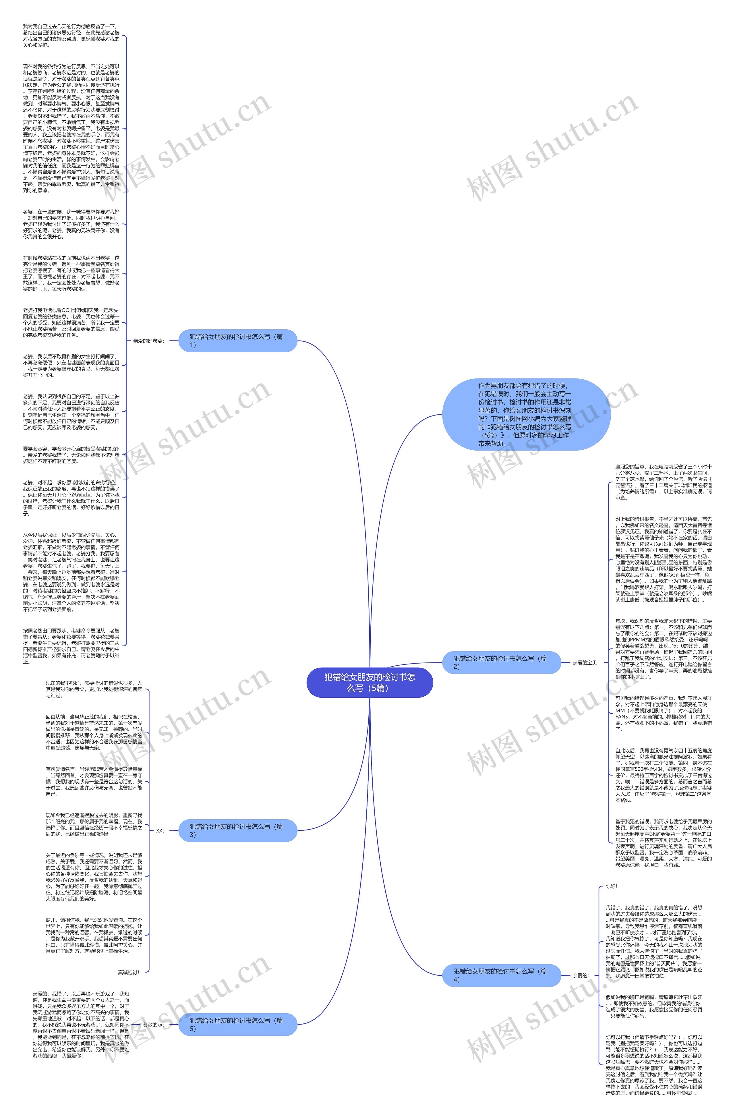 犯错给女朋友的检讨书怎么写（5篇）思维导图