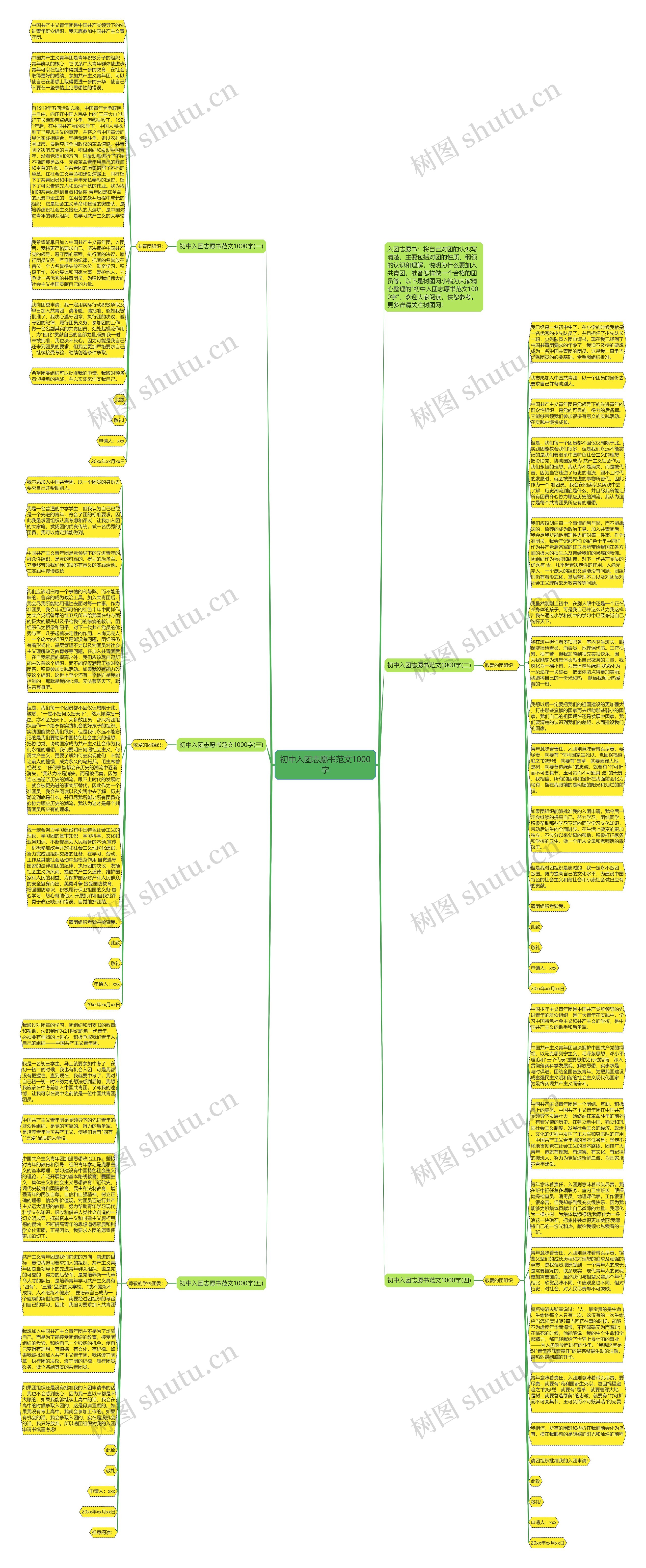 初中入团志愿书范文1000字思维导图