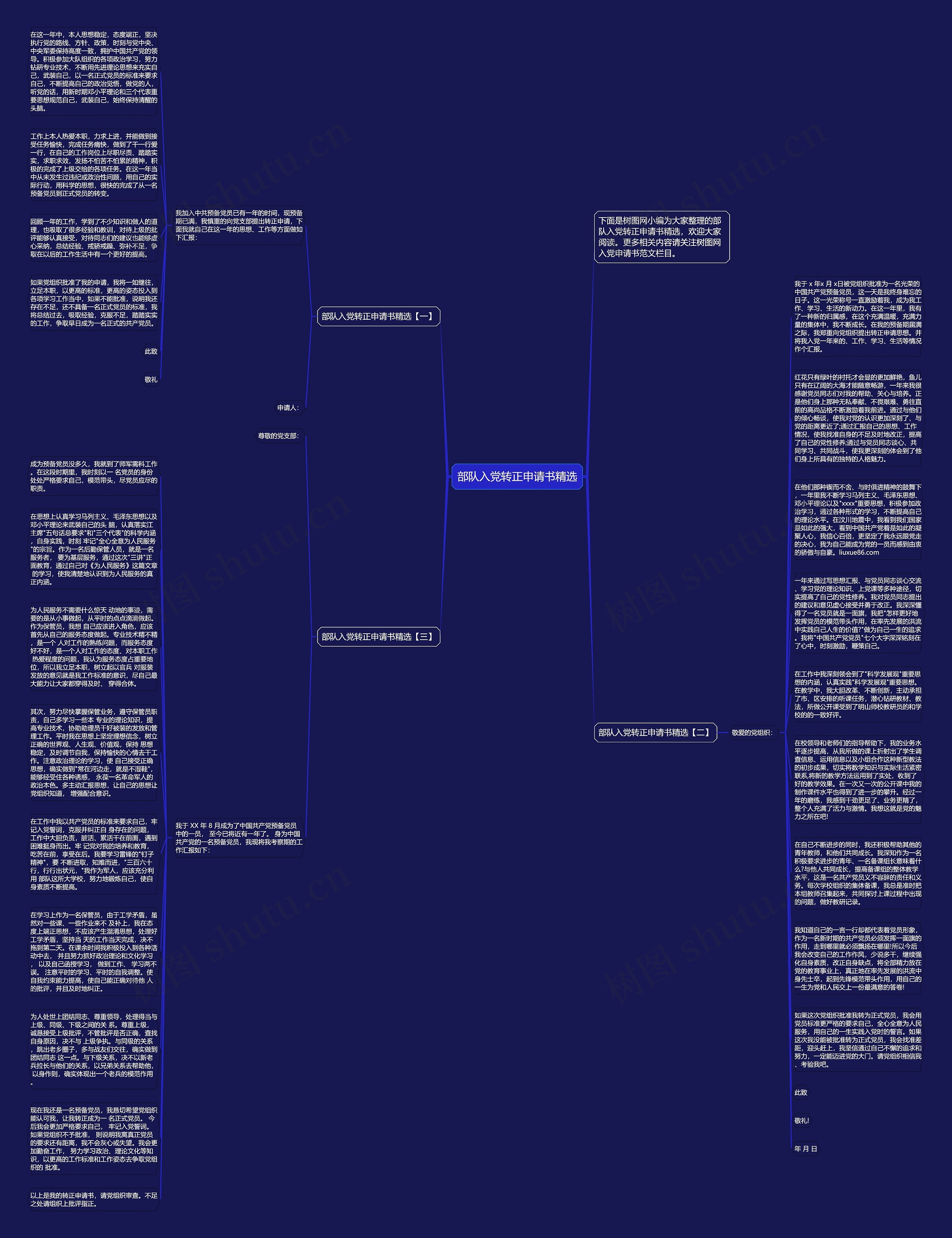部队入党转正申请书精选思维导图