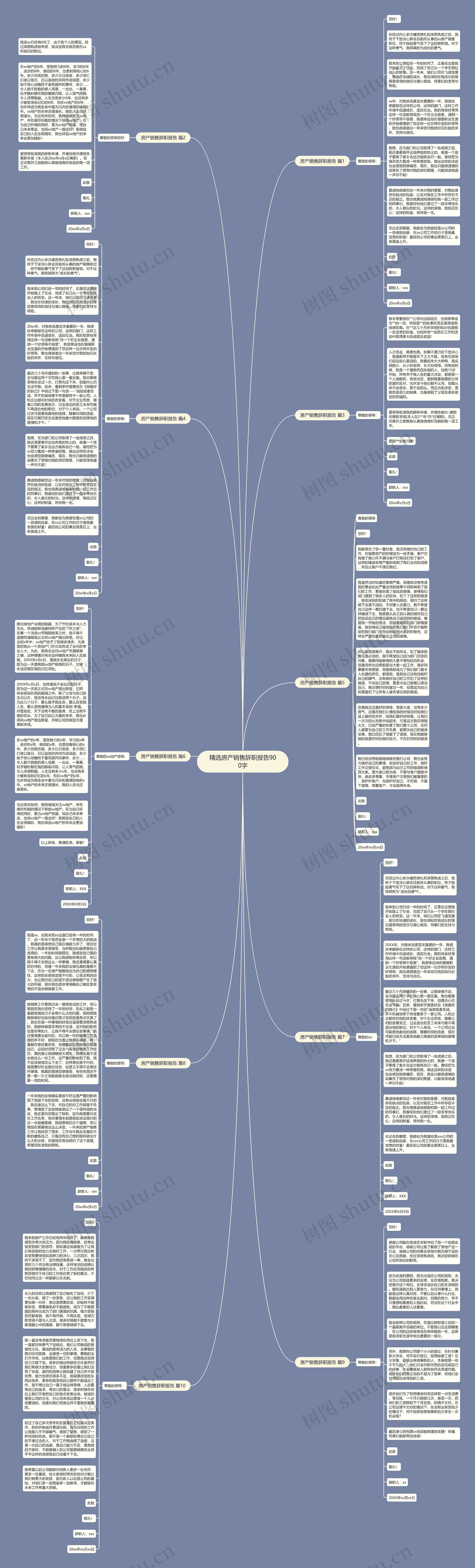 精选房产销售辞职报告900字思维导图