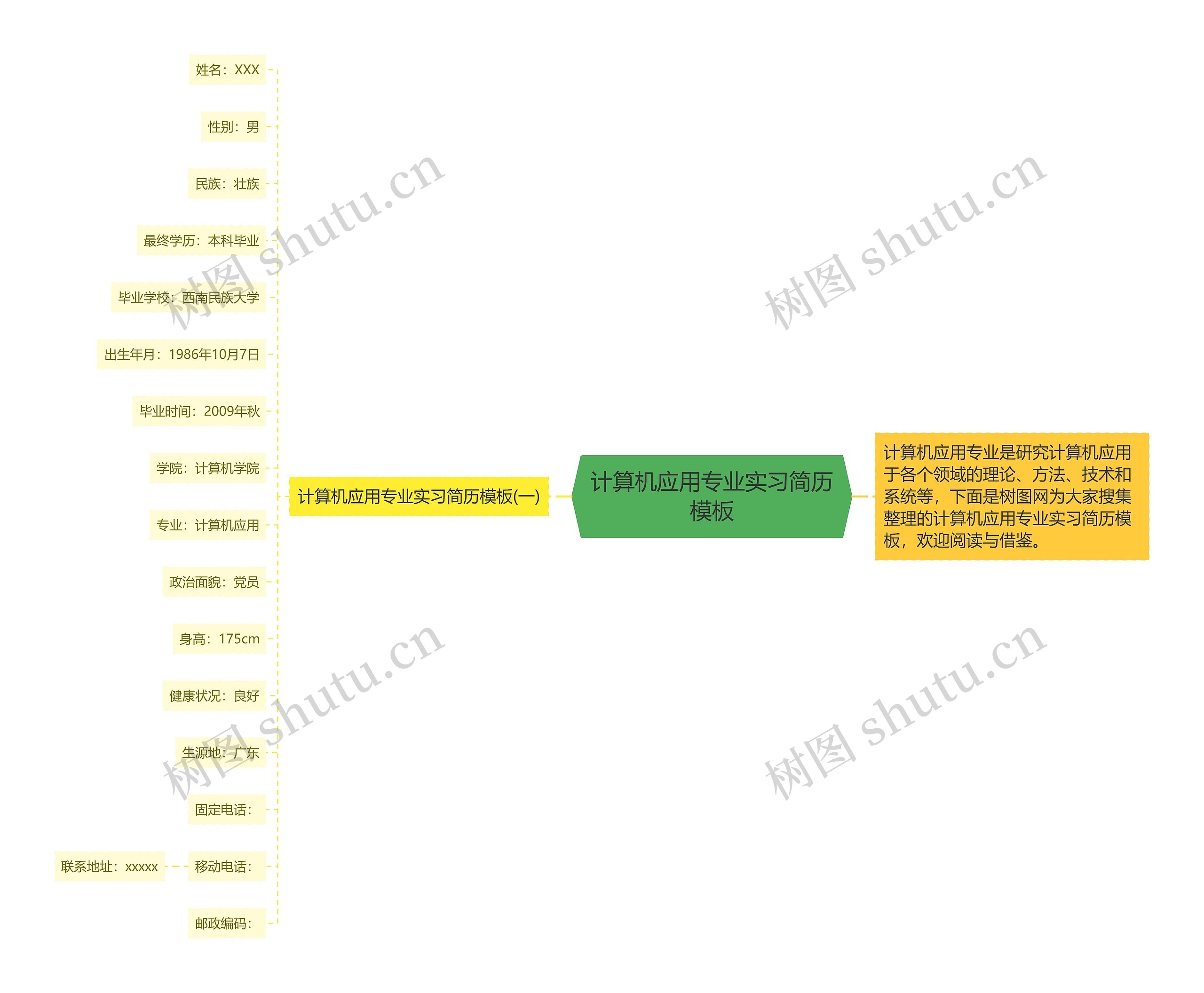 计算机应用专业实习简历模板