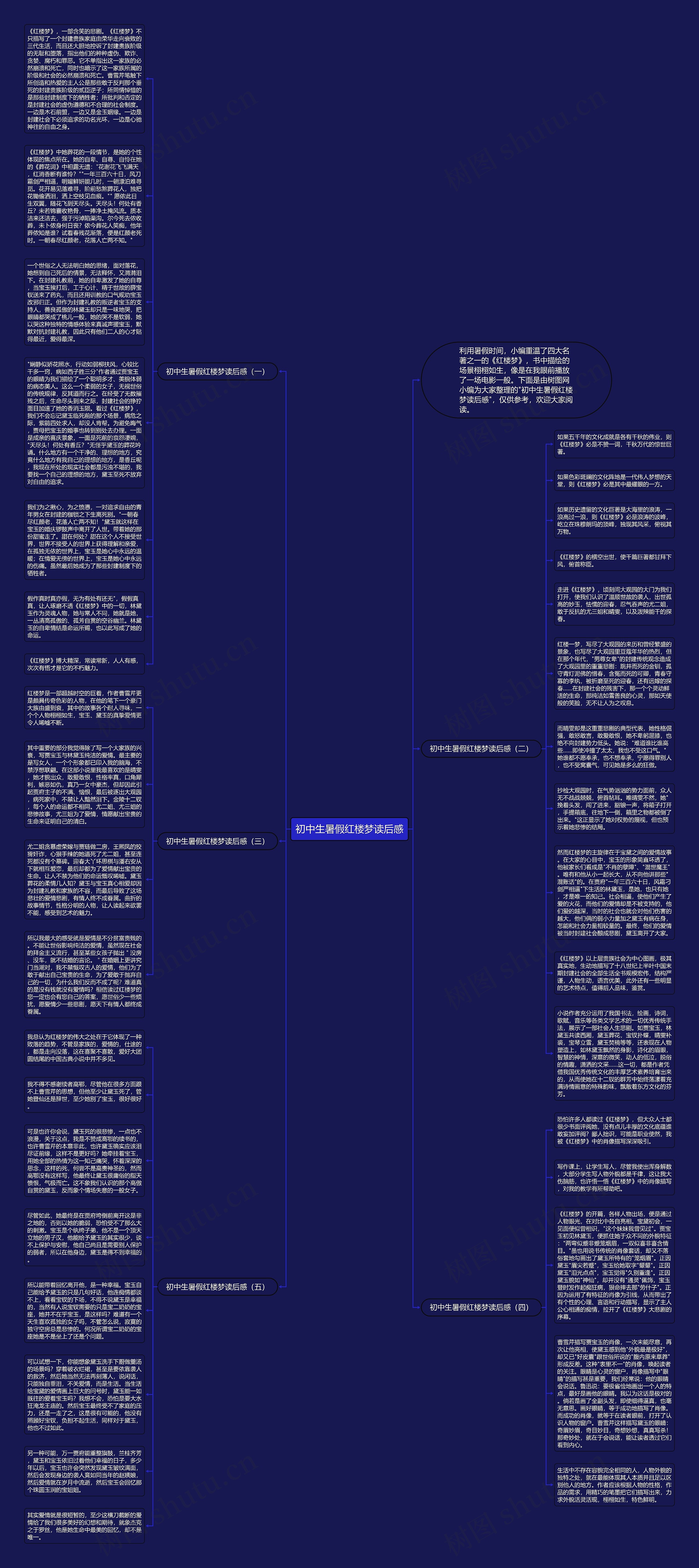 初中生暑假红楼梦读后感思维导图