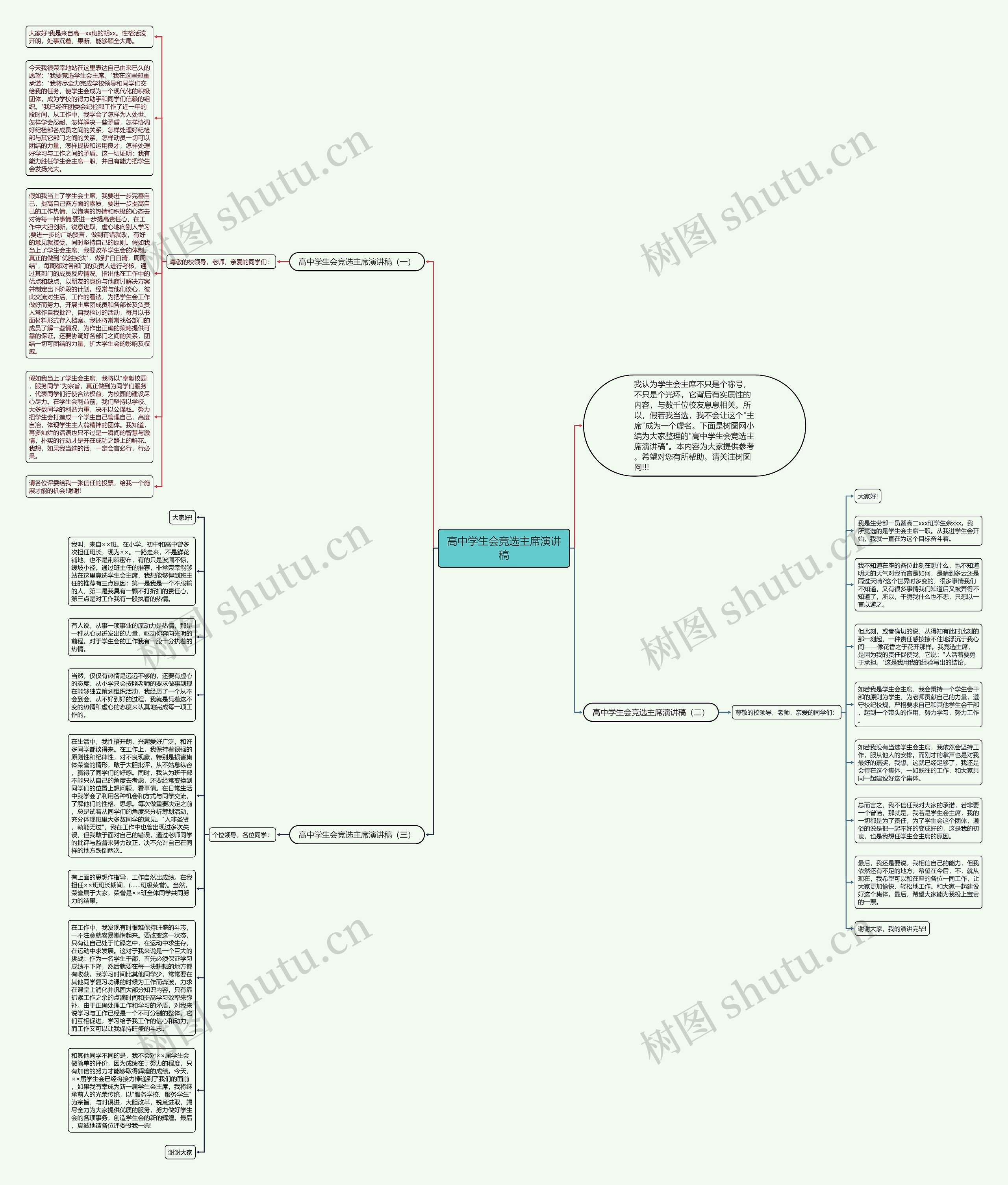 高中学生会竞选主席演讲稿思维导图
