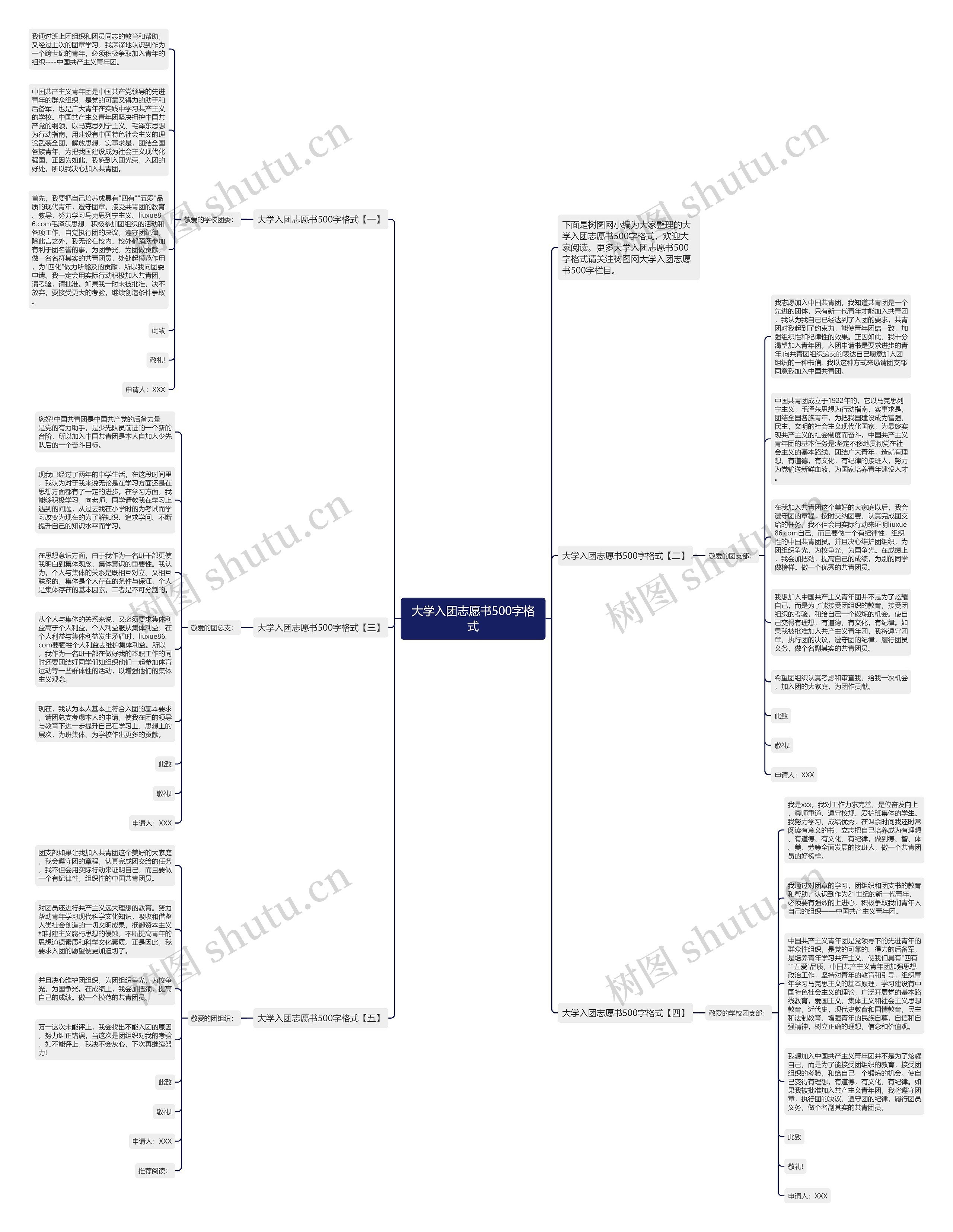 大学入团志愿书500字格式思维导图