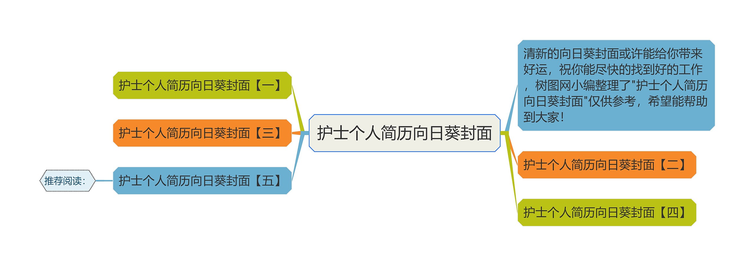 护士个人简历向日葵封面思维导图