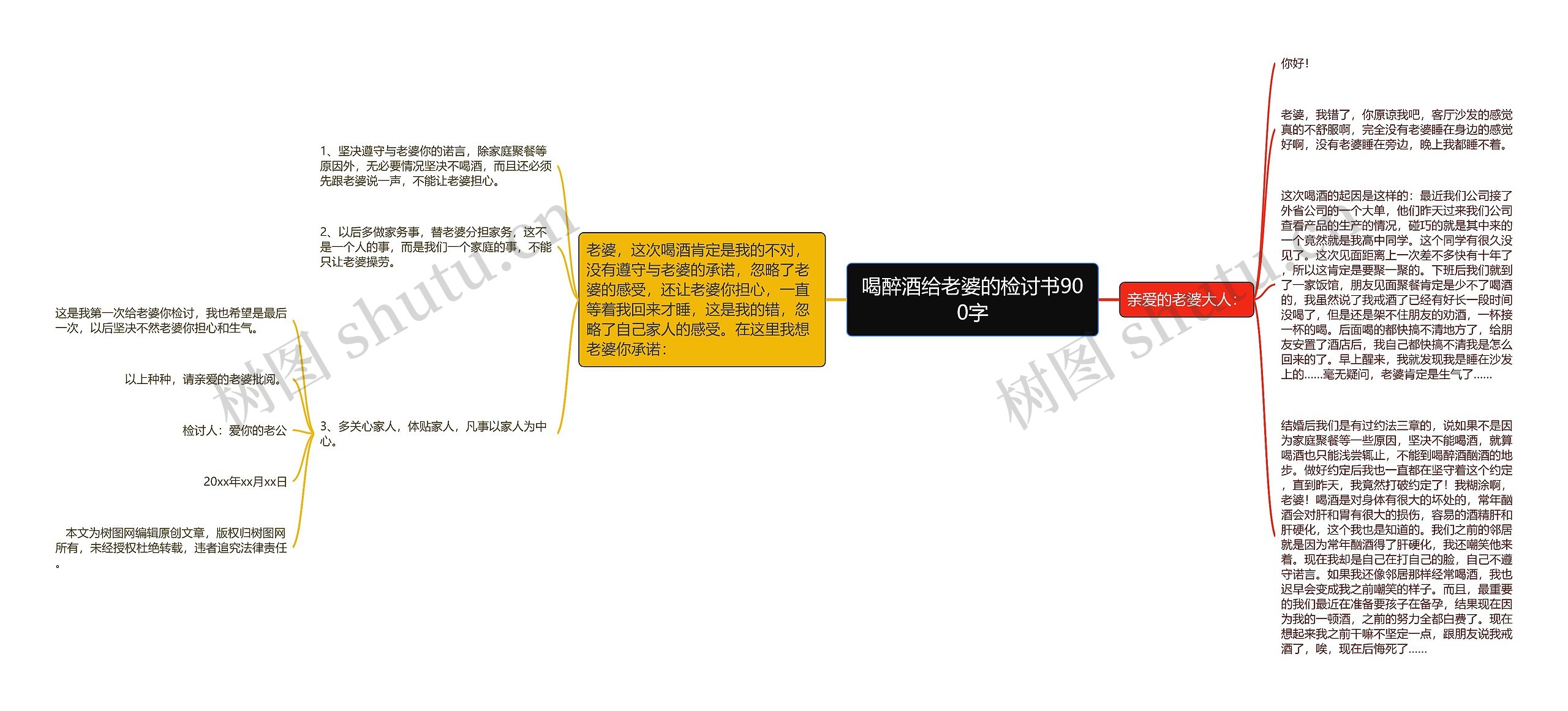 喝醉酒给老婆的检讨书900字思维导图