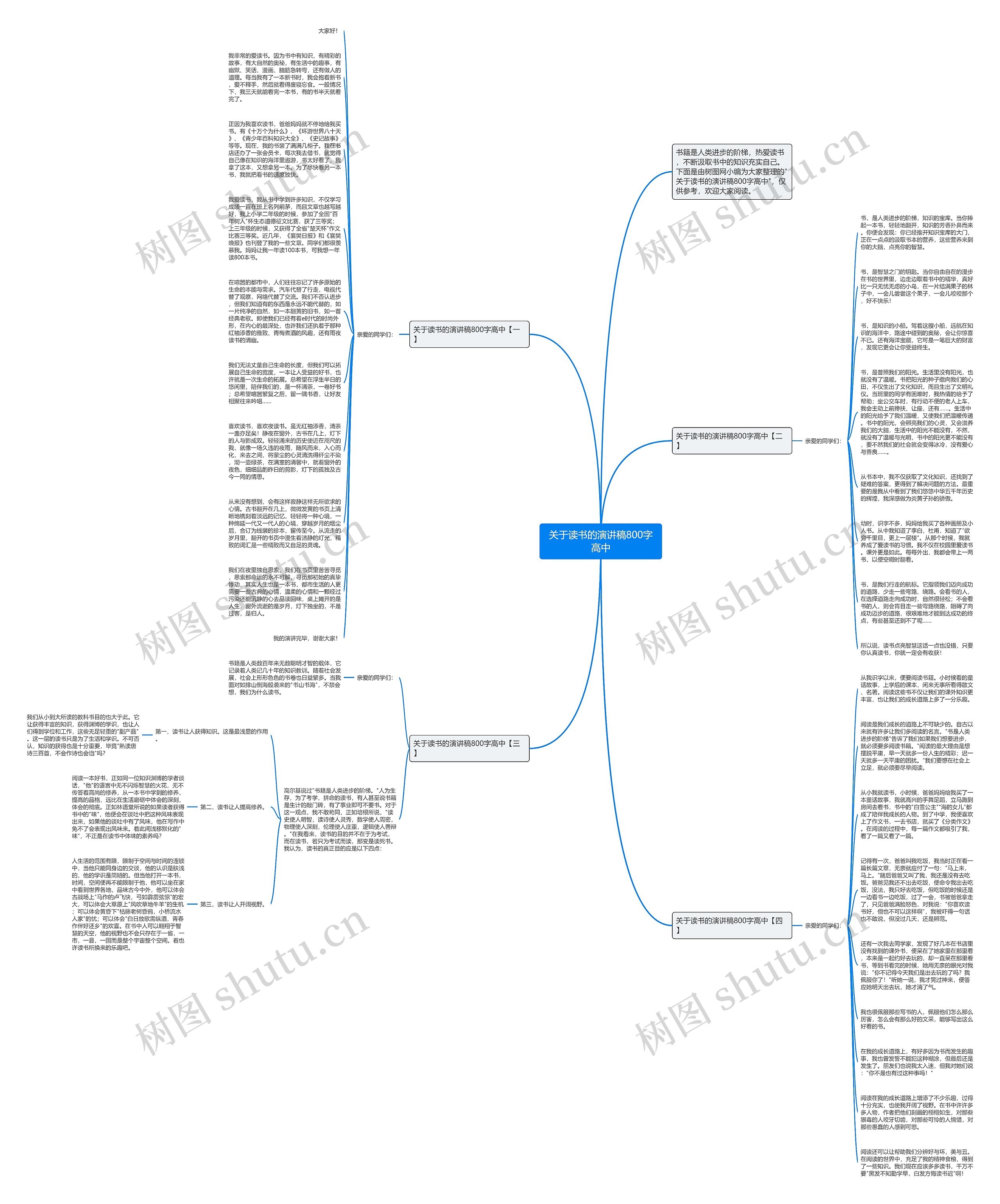 关于读书的演讲稿800字高中思维导图