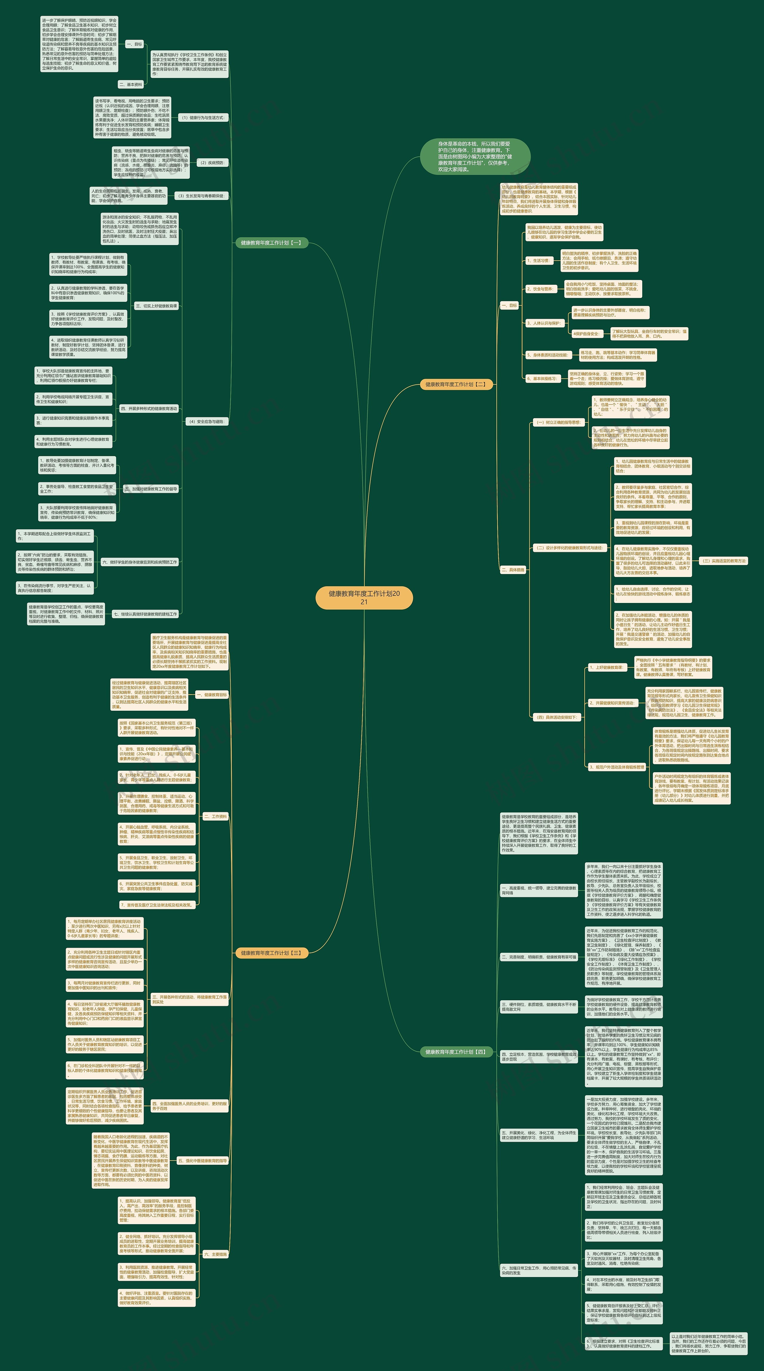 健康教育年度工作计划2021思维导图