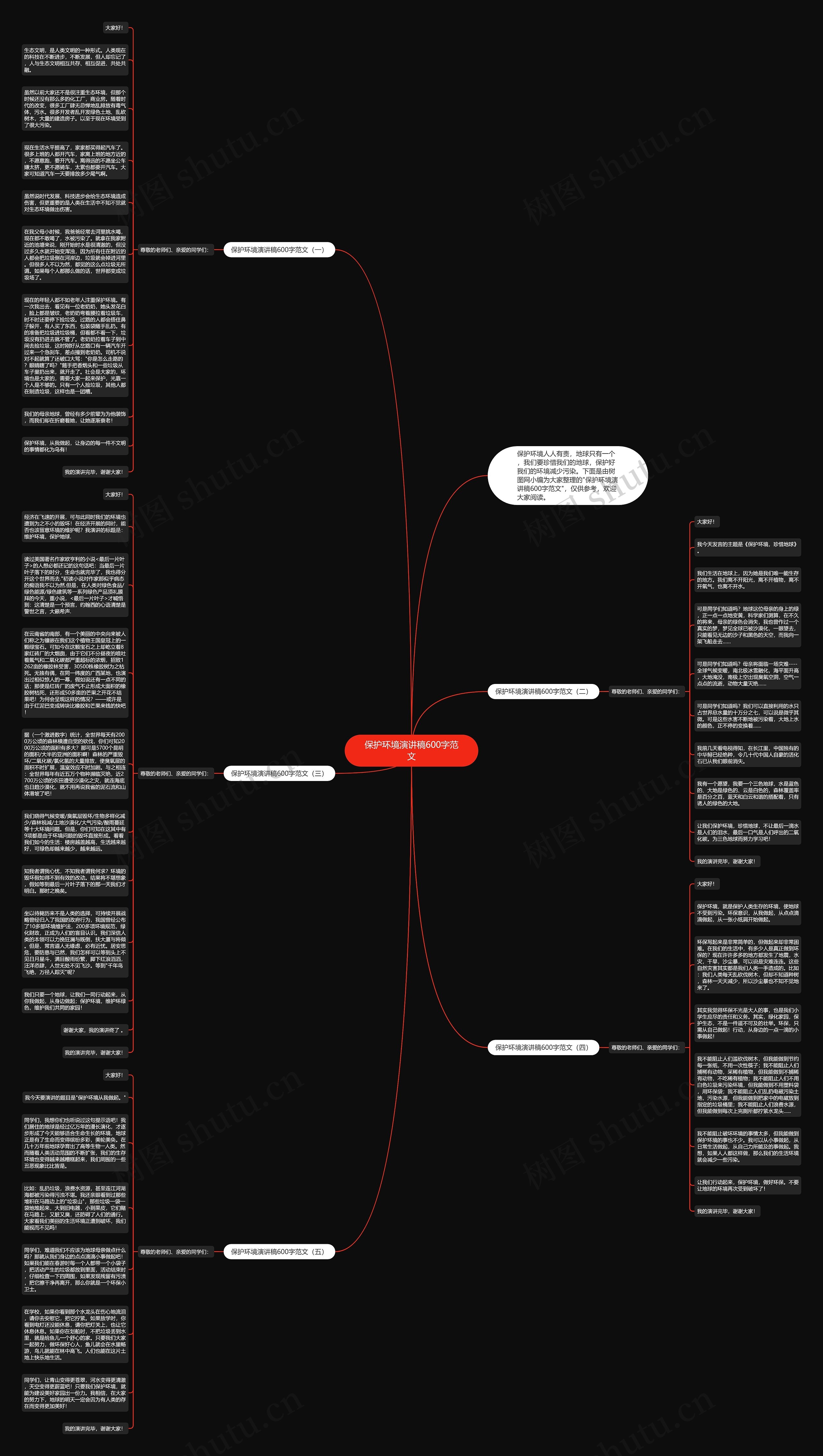 保护环境演讲稿600字范文思维导图