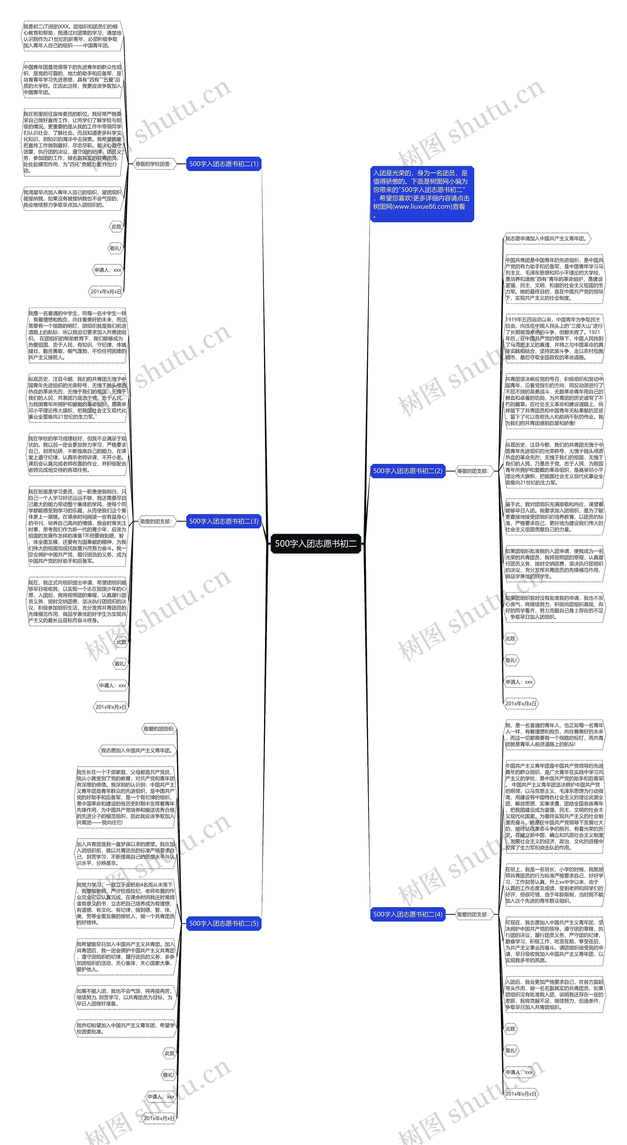 500字入团志愿书初二思维导图