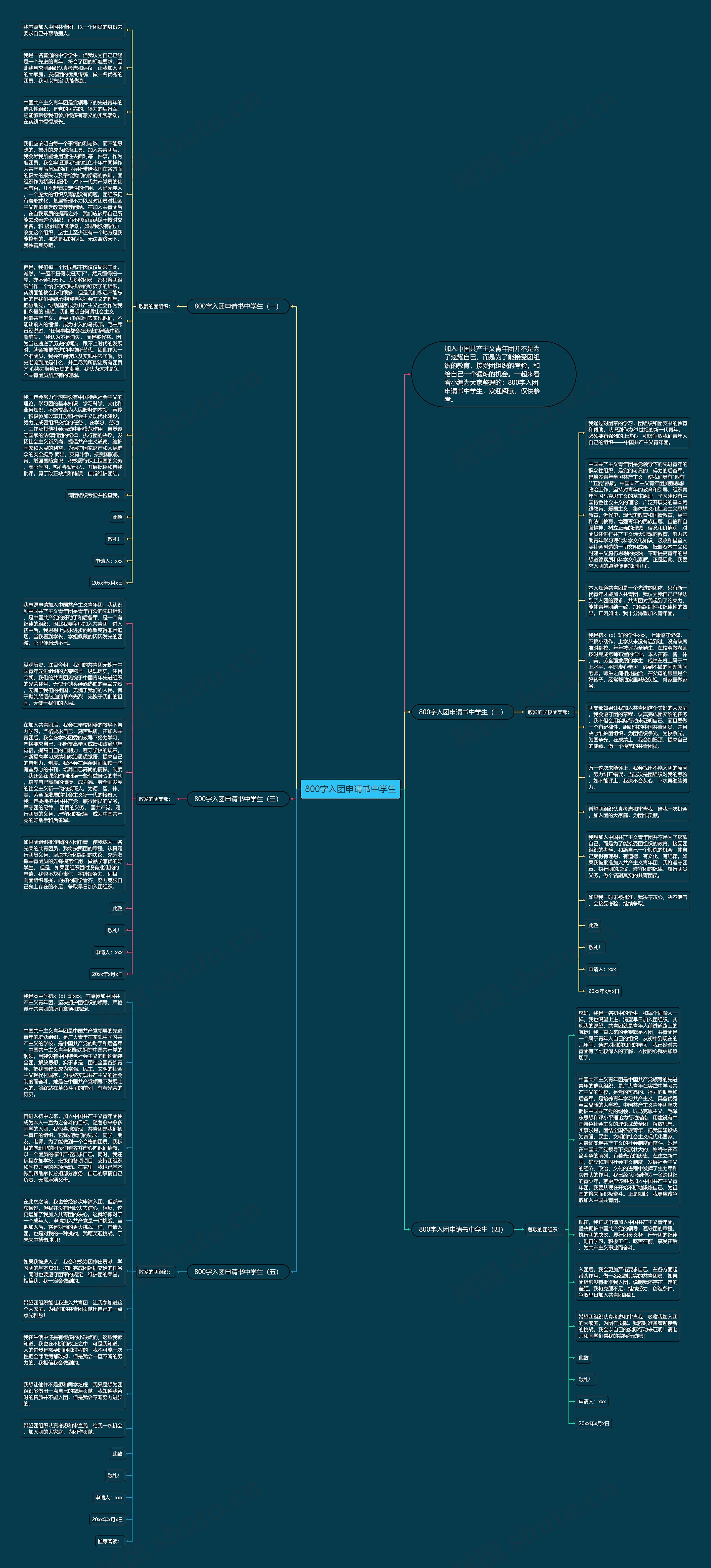 800字入团申请书中学生思维导图