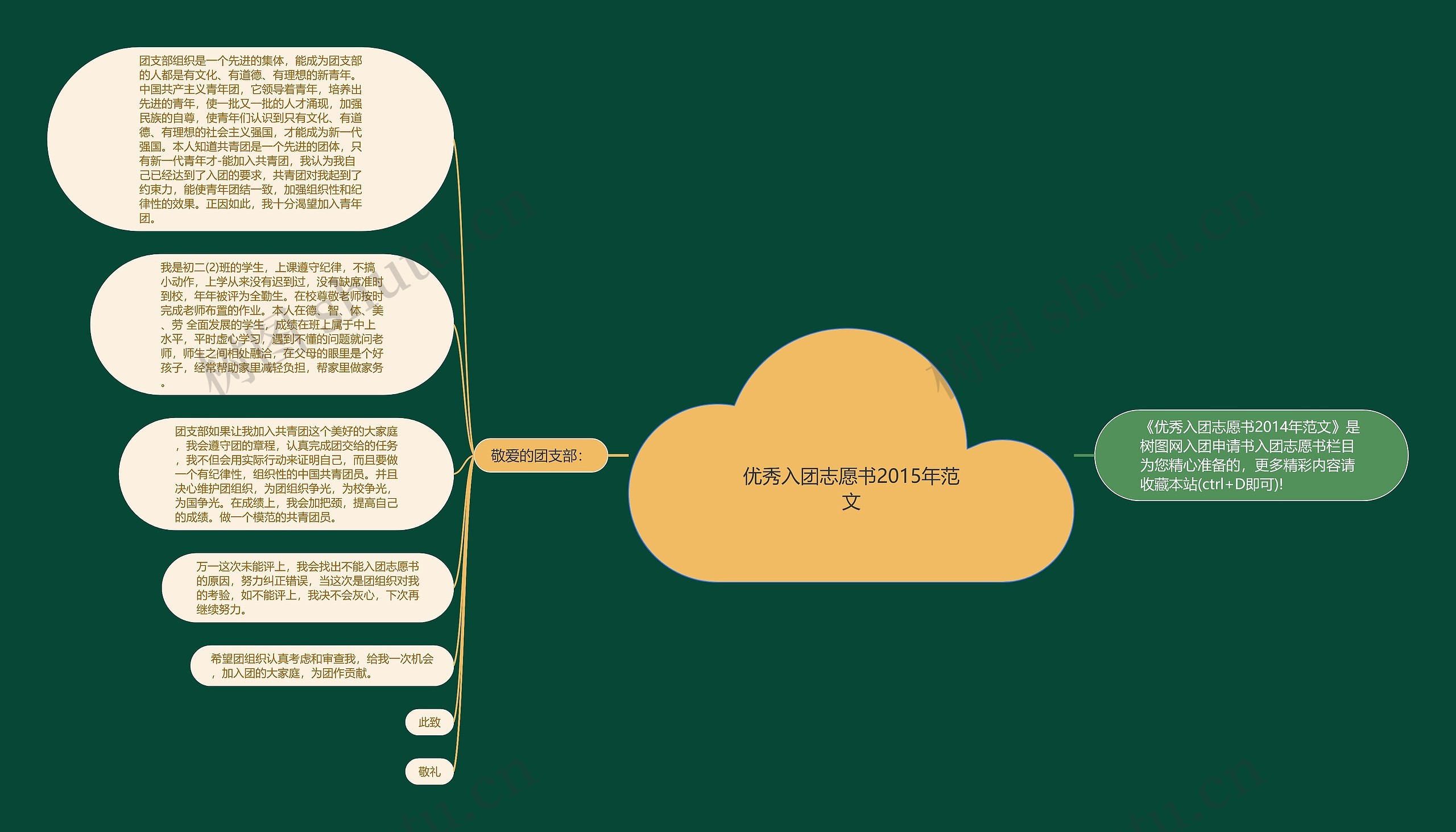 优秀入团志愿书2015年范文思维导图
