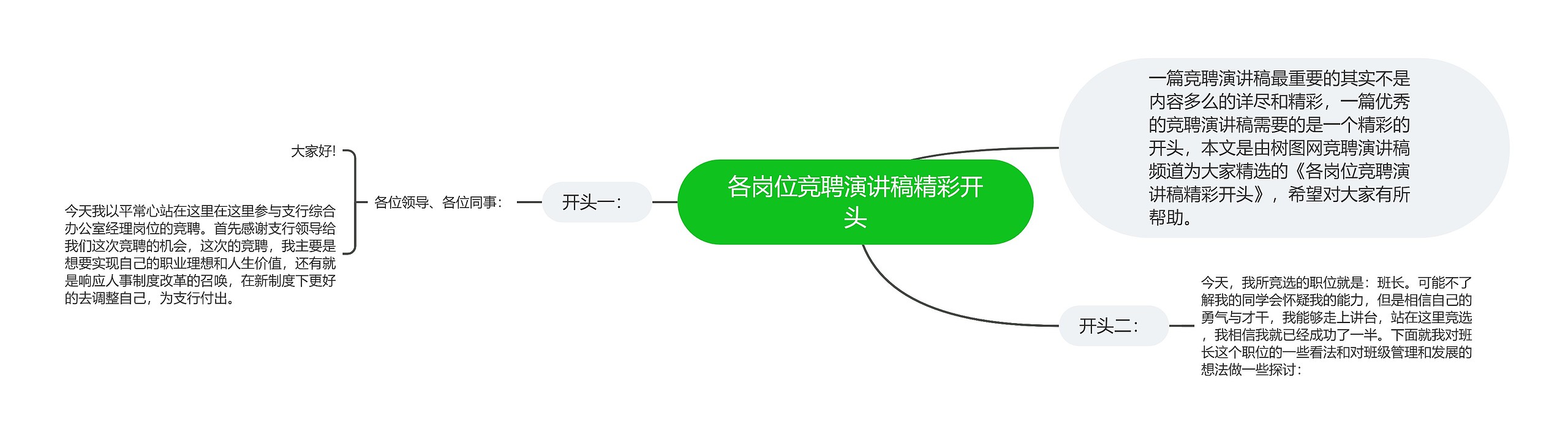各岗位竞聘演讲稿精彩开头思维导图